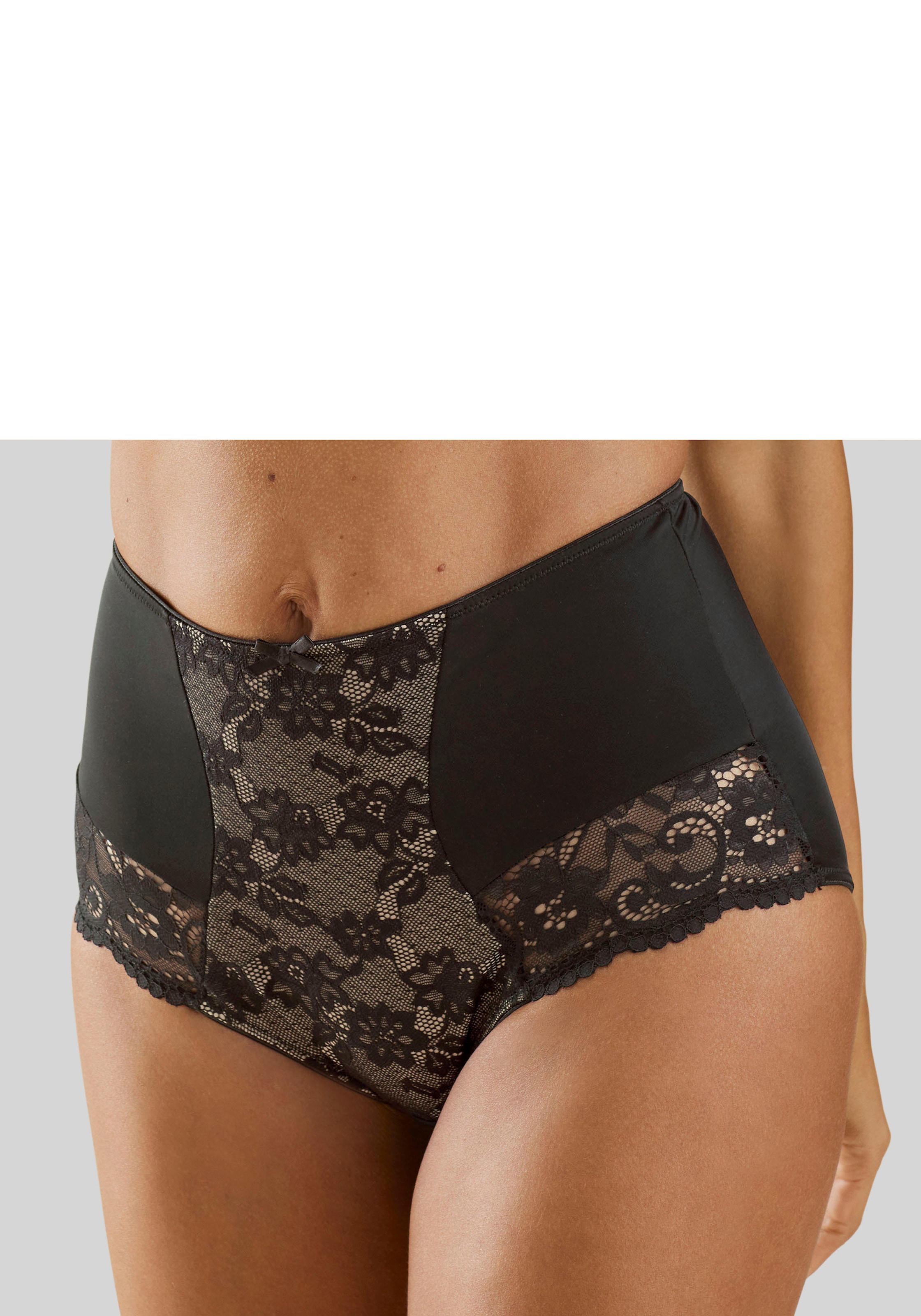 Nuance High-Waist-Panty mit Spitzeneinsätzen