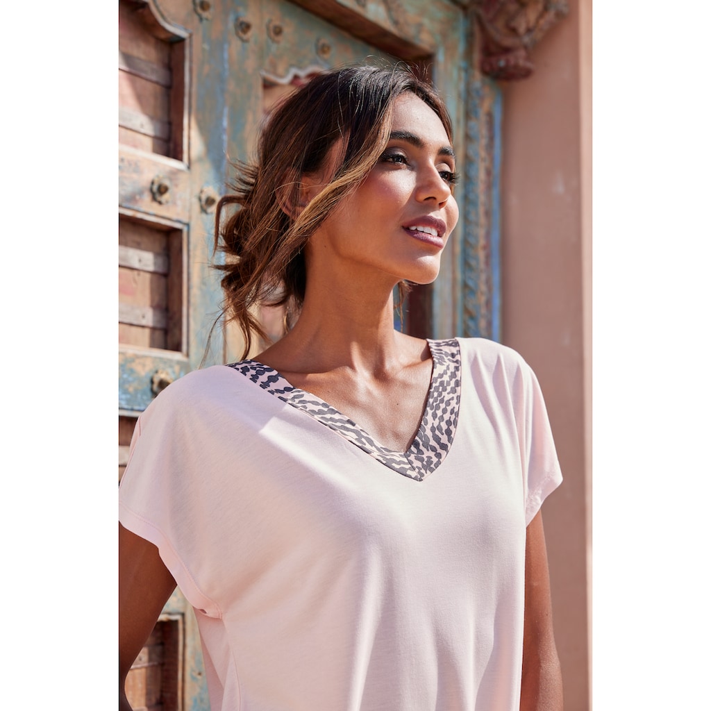 LASCANA Pyjama, (Set, 2 tlg.), mit gemusterten Details