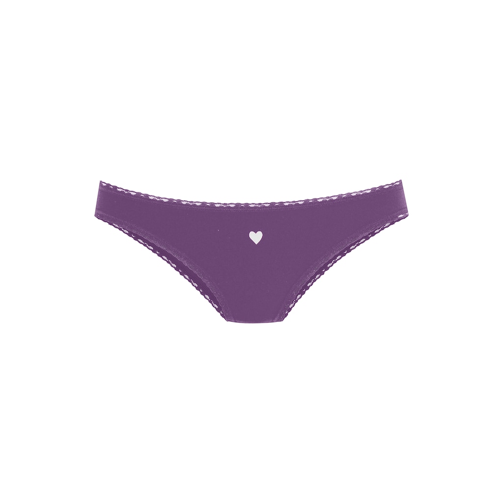 LASCANA Brasilslip, (5er-Pack), mit süssen Herzchen-Prints und aus elastischer Baumwoll-Qualität
