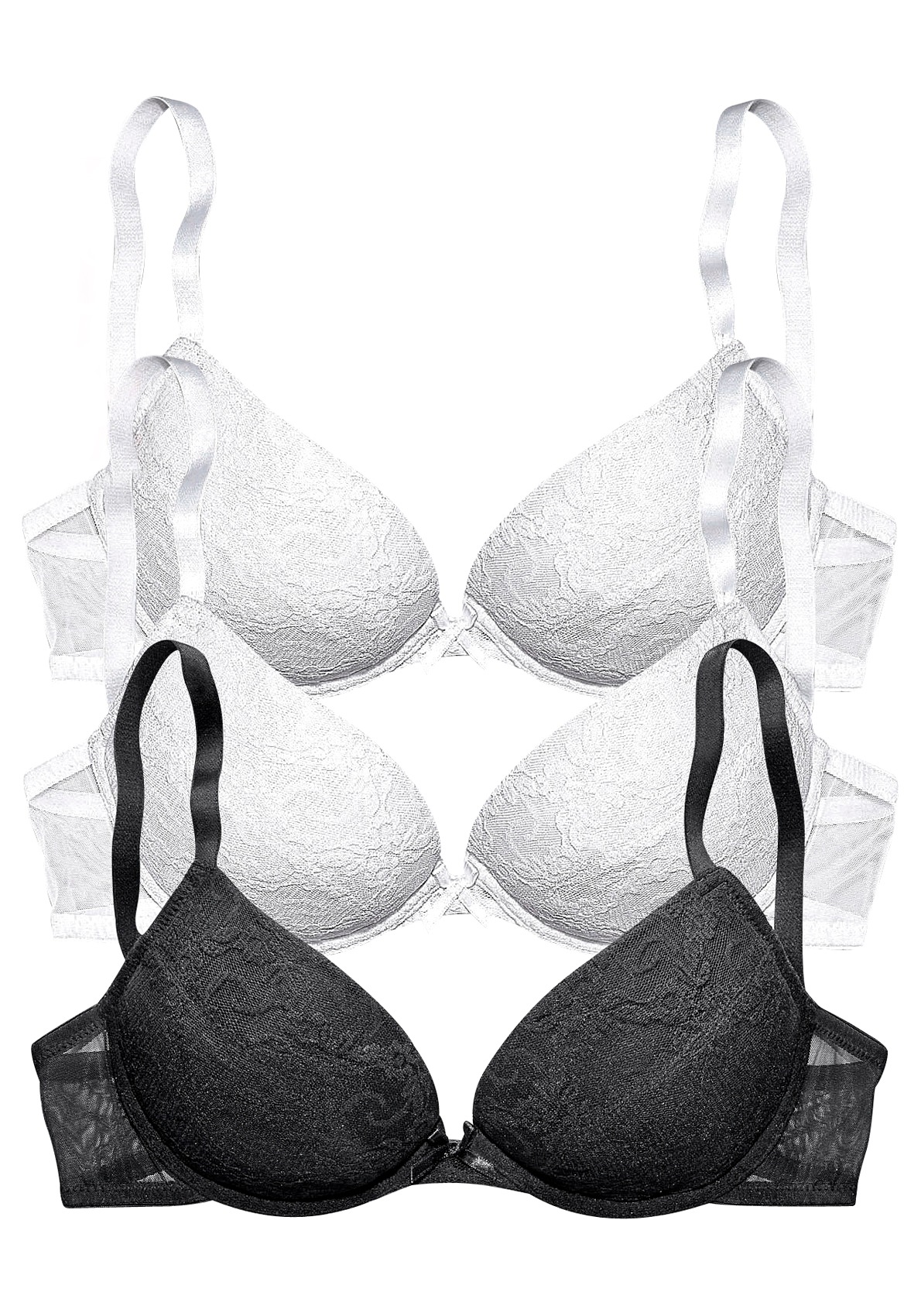 petite fleur Push-up-BH Packung, 3 Stück, mit Bügel und herausnehmbaren Kissen, Dessous