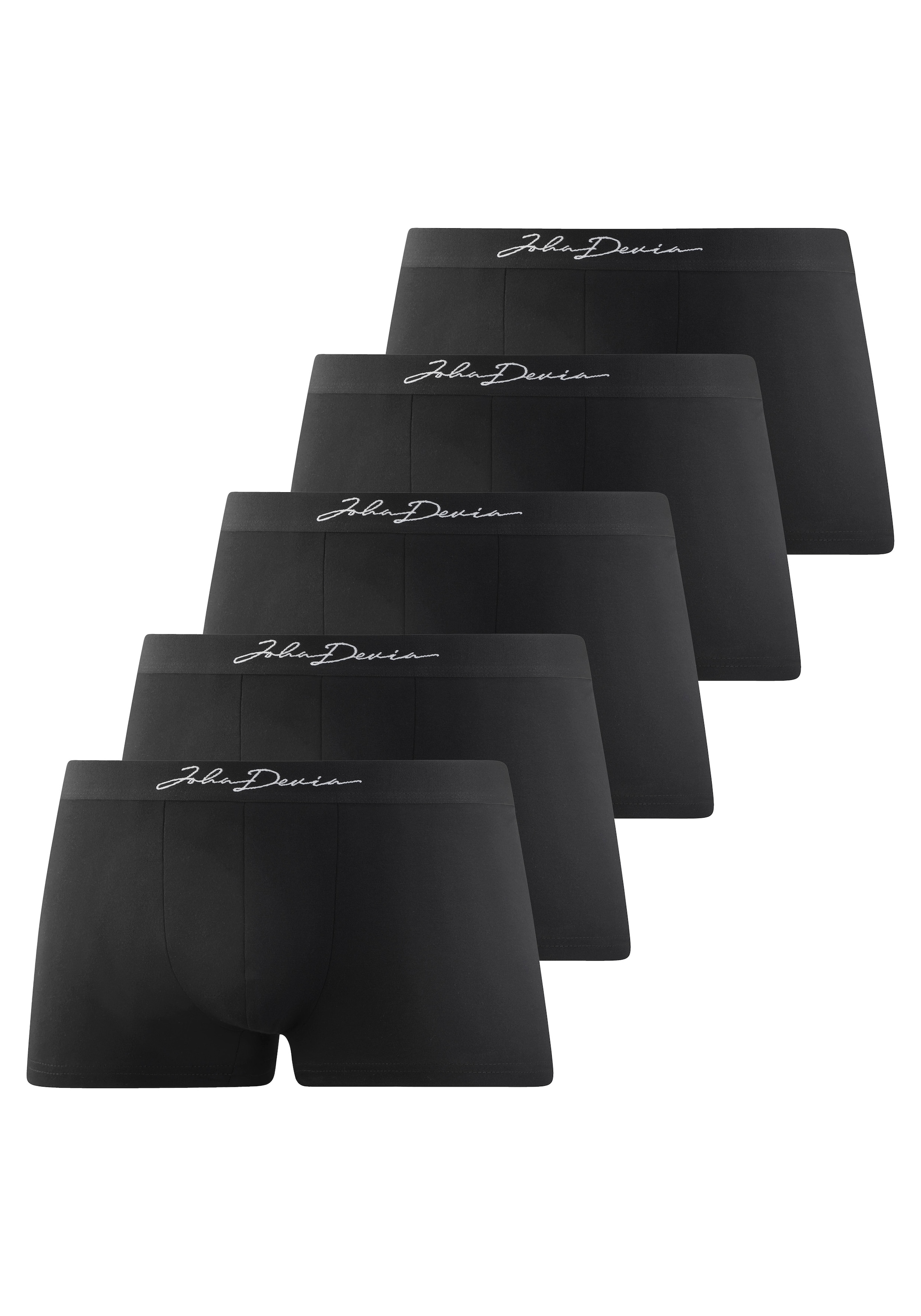 John Devin Boxer »Boxershorts für Herren« Paquet, 5 cuis avec joli lettrage à la taille, matière jersey, uni