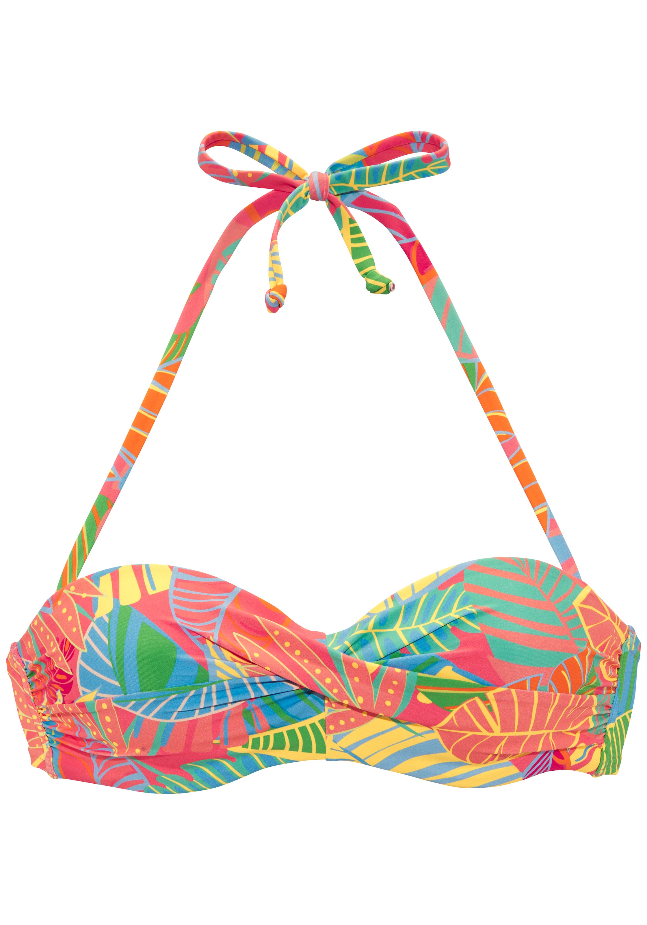 s.Oliver Top bikini bandeau à armatures »Yana« mit stylischem Blätterdruck