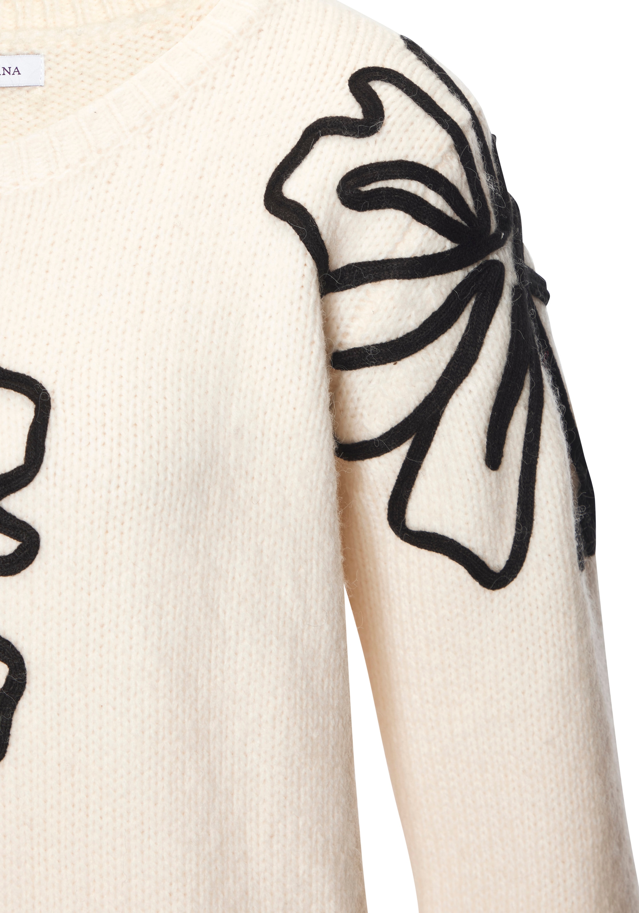 LASCANA Pull en tricot mit Blumen-Applikation, Winterpullover, modisch