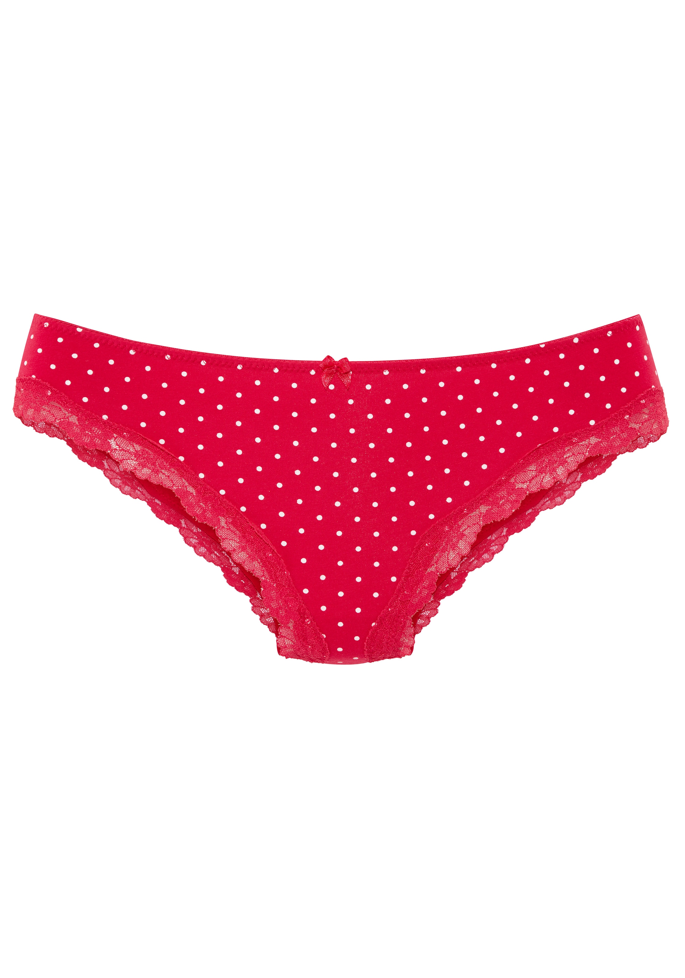 LASCANA Slip brésilien 3er-Pack,  aus elastischer Baumwolle mit zarter Spitze