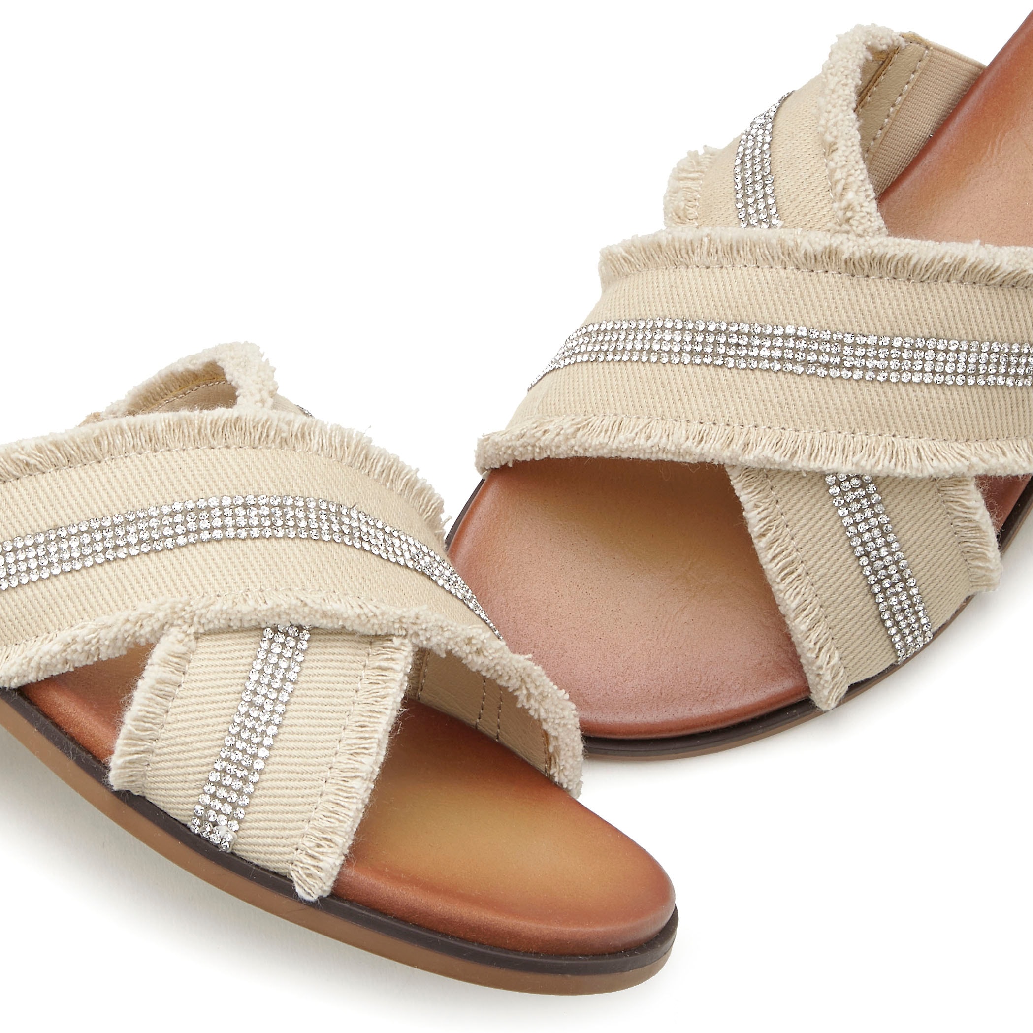 Vivance Pantolette »Mule, Sandale, Sommerschuh«, mit dezenten Strasssteinchen und kleinen Fransen