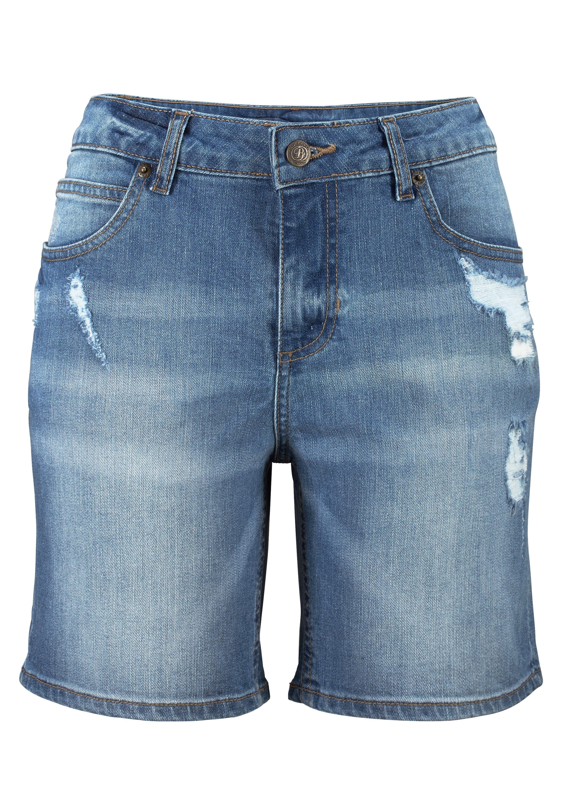 Buffalo Jeansbermudas mit Destroyed-Effekten, Shorts zum Krempeln, kurze Hose