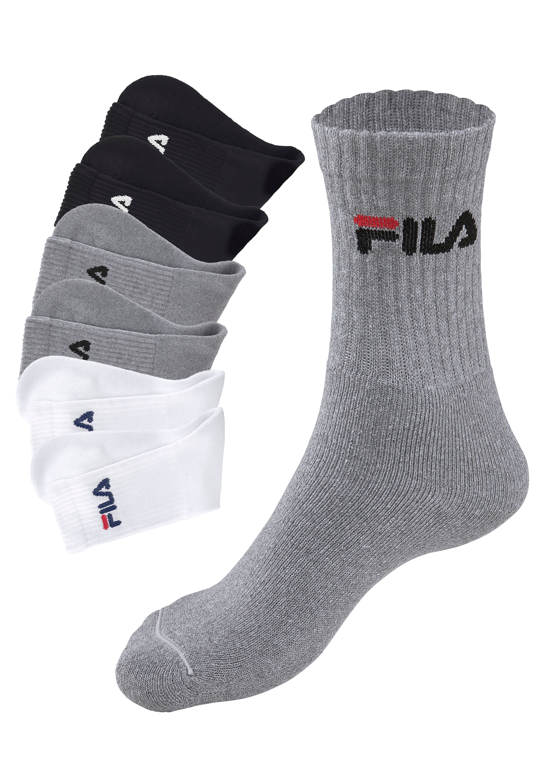 Fila Tennissocken »UNISEX CREW TENNIS FULL TERRY SOCKS« 6 Stk. tlg. Sportsocken, flache Zehennaht