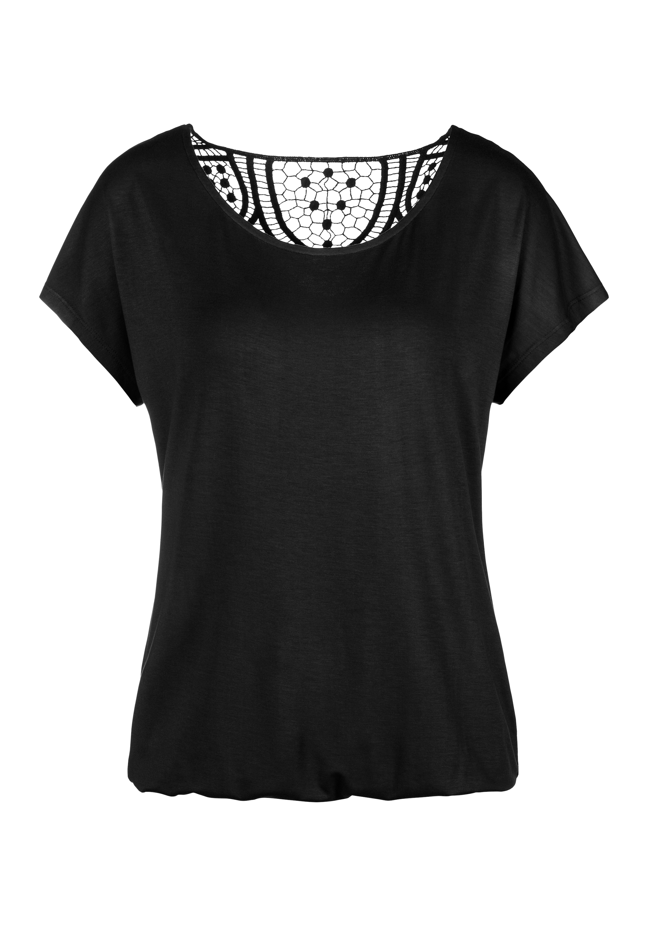 Vivance Kurzarmshirt »mit Häkelspitze am Rücken«, (2er-Pack), aus weichem Viskose-Stretch