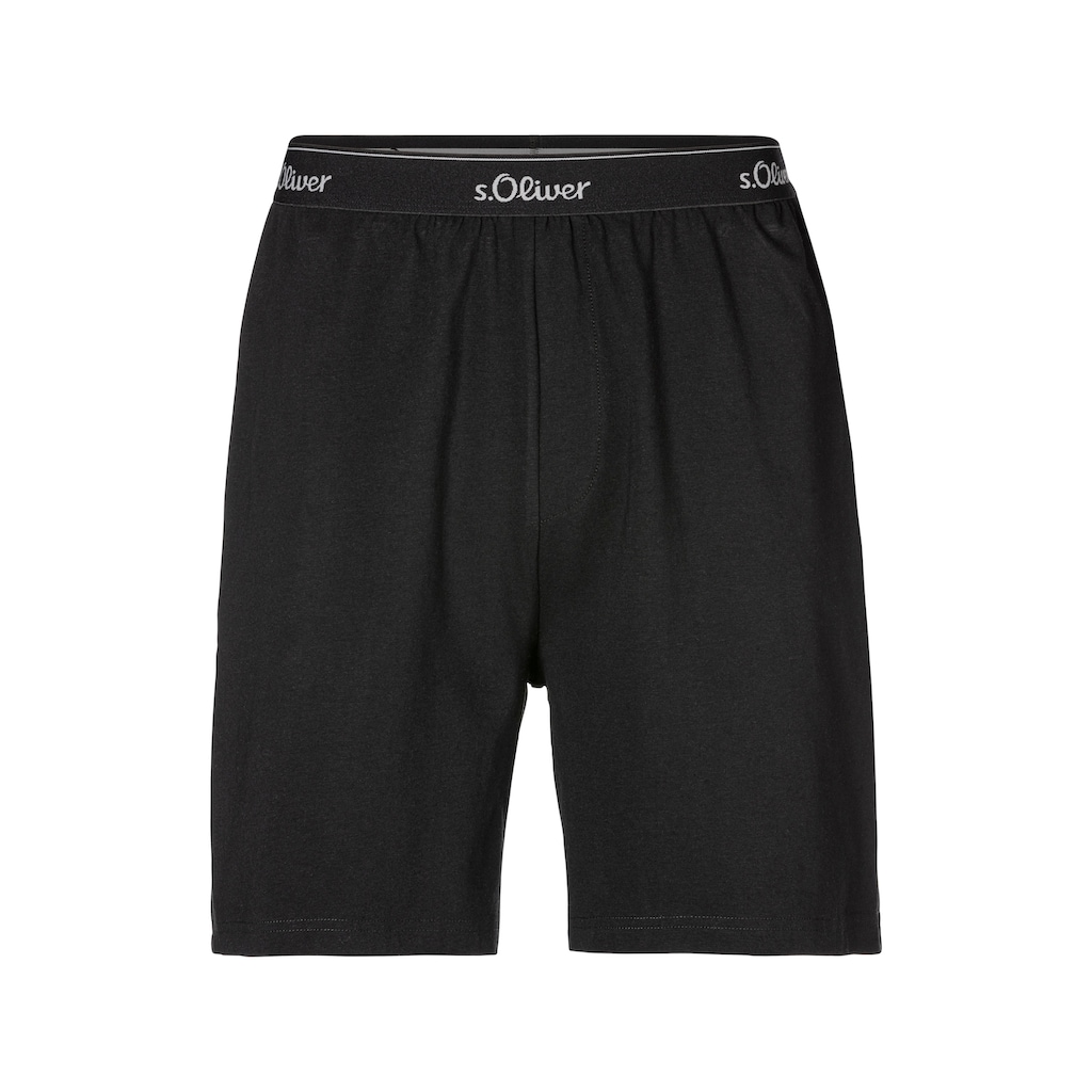 s.Oliver Pyjama, (2 tlg., 1 Stück), Schlafanzug in Melange-Optik mit Knopfleiste