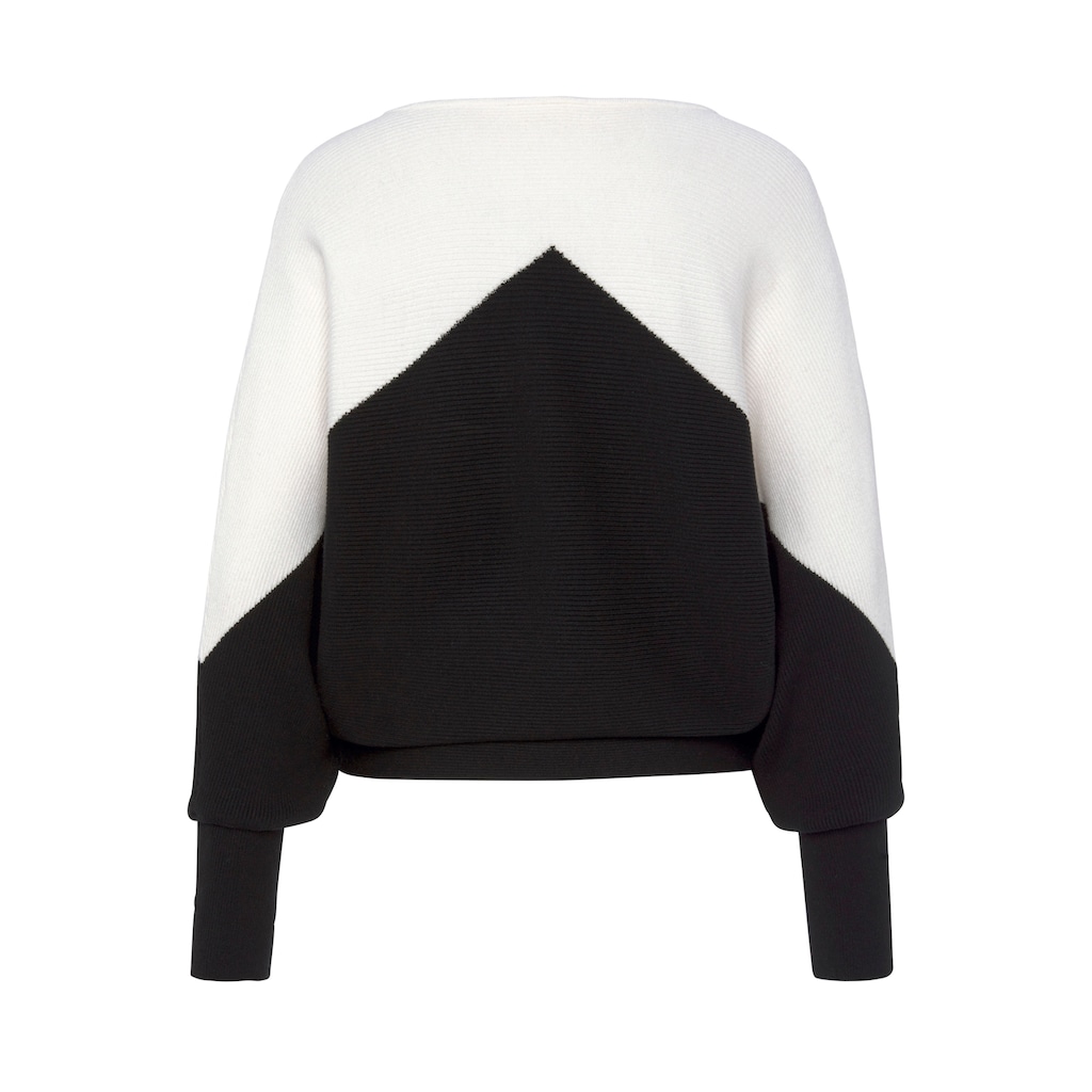 LASCANA Strickpullover, mit Colorblock-Optik und leichten Fledermausärmeln