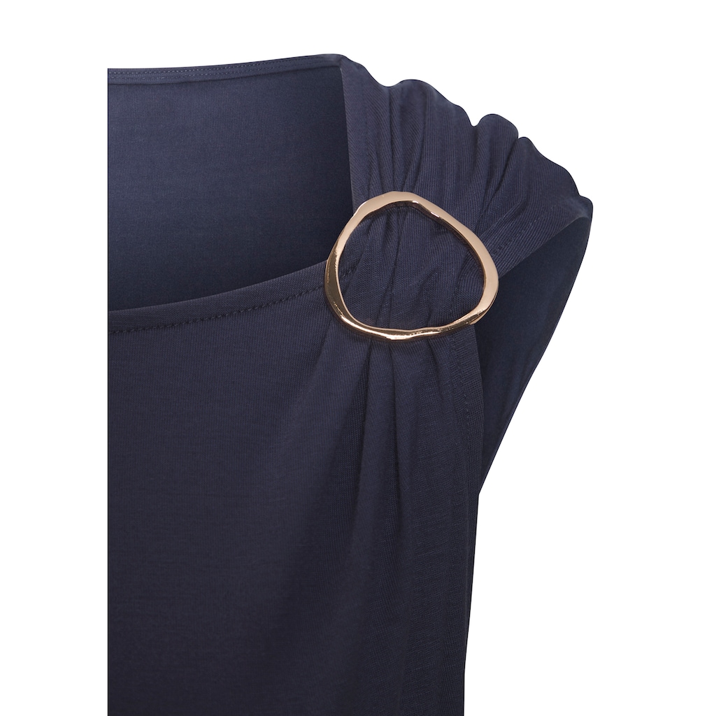 Vivance Kurzarmshirt, mit Zierschnalle, Sommertop, casual
