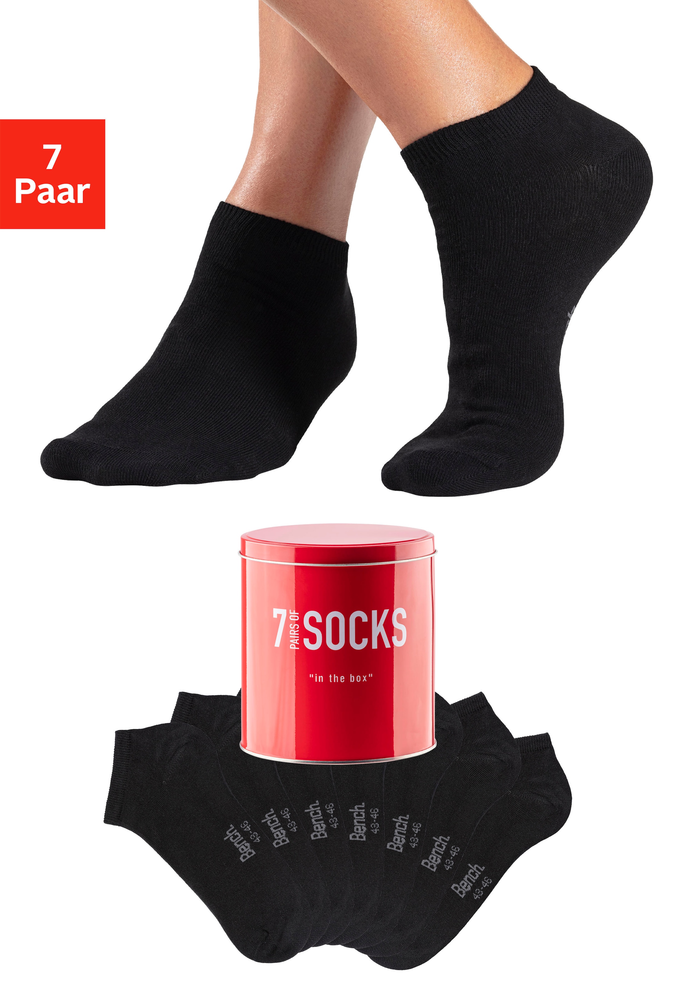 Bench. Sneakersocken Dose, 7 Paar tlg. verpackt in der Dose