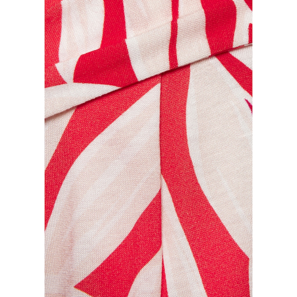LASCANA Strandshorts, (mit fixiertem Bindegürtel), aus Viskosejersey, kurze Hose mit Alloverprint