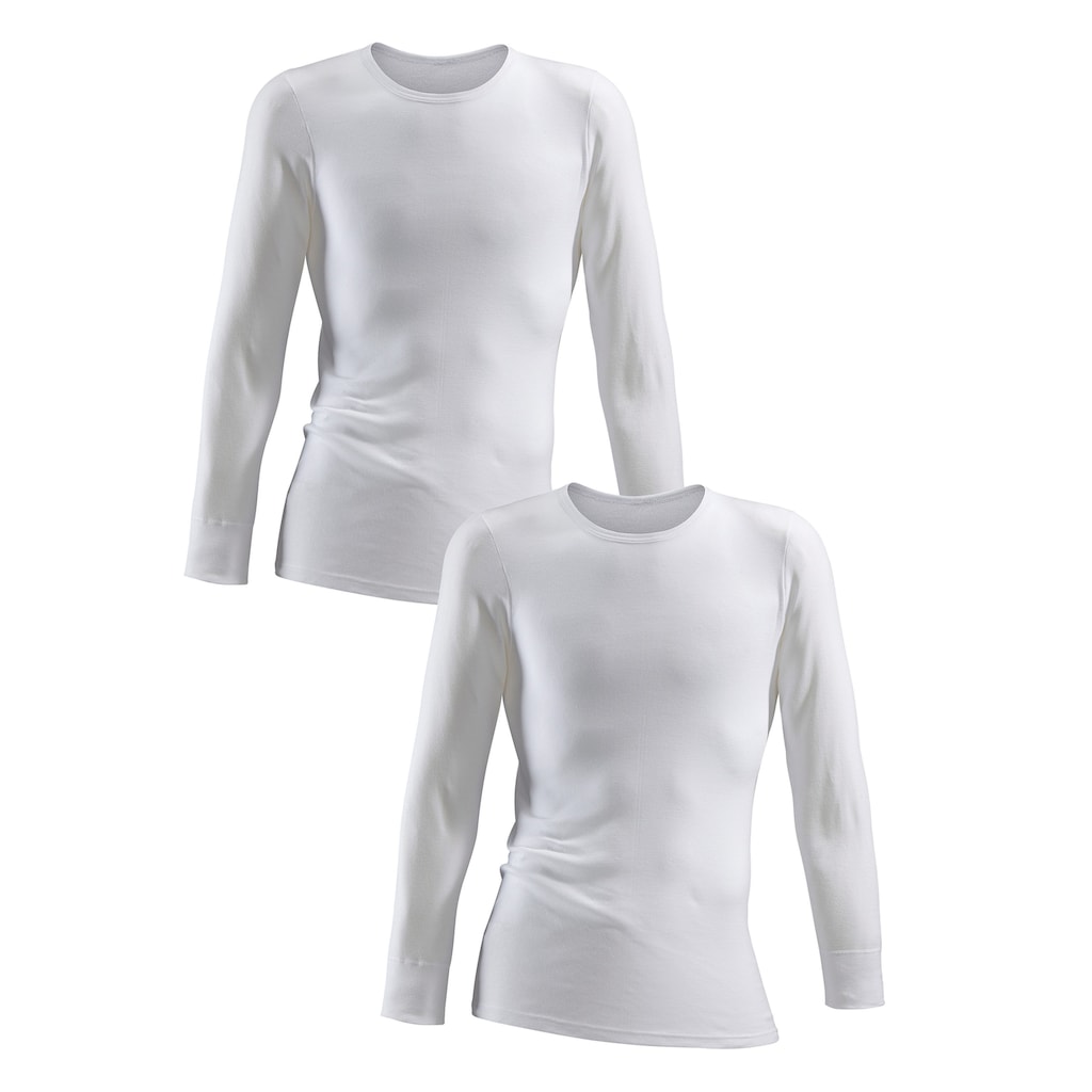 Clipper Unterhemd, (2 St.), schlichtes Basic, Unterziehshirt - in Feinripp, Langarmshirt