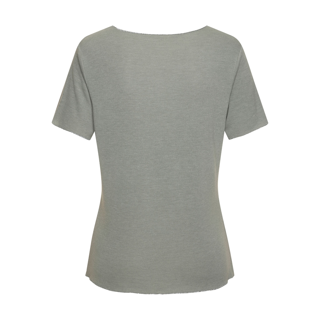 LASCANA Rundhalsshirt »mit feiner Glitzereinfassung«, aus weichem Viskose-Feinstrick