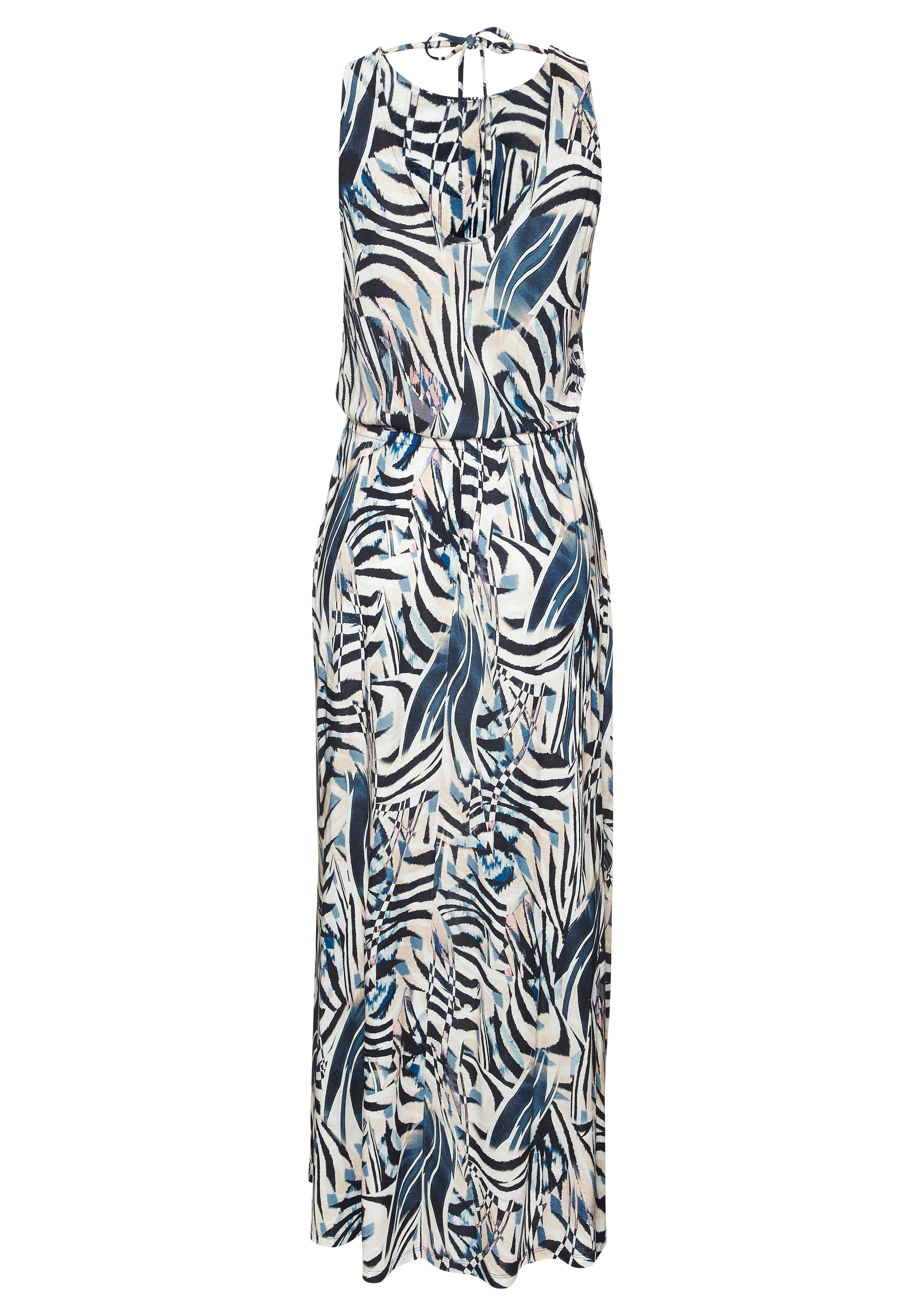 LASCANA Maxikleid »aus Jerseyware mit hohem Beinschlitz mit Alloverdruck« Sommerkleid, Strandkleid, leichtes Jerseykleid, casual