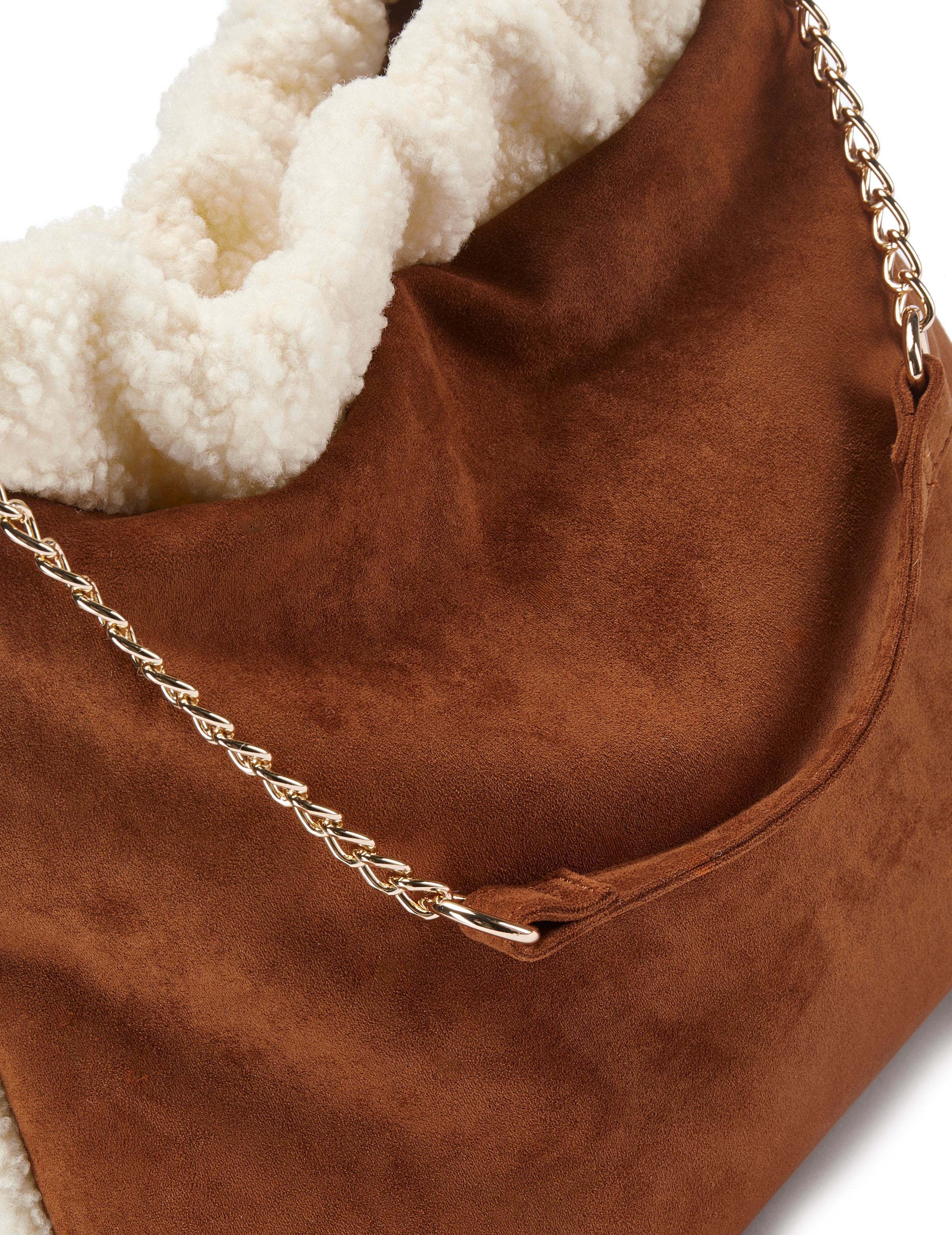 Vivance Handtasche »Schultertasche, Henkeltasche, Damentasche, Shopper« NEU mit Kettenhenkel und Teddyfell-Applikation VEGAN