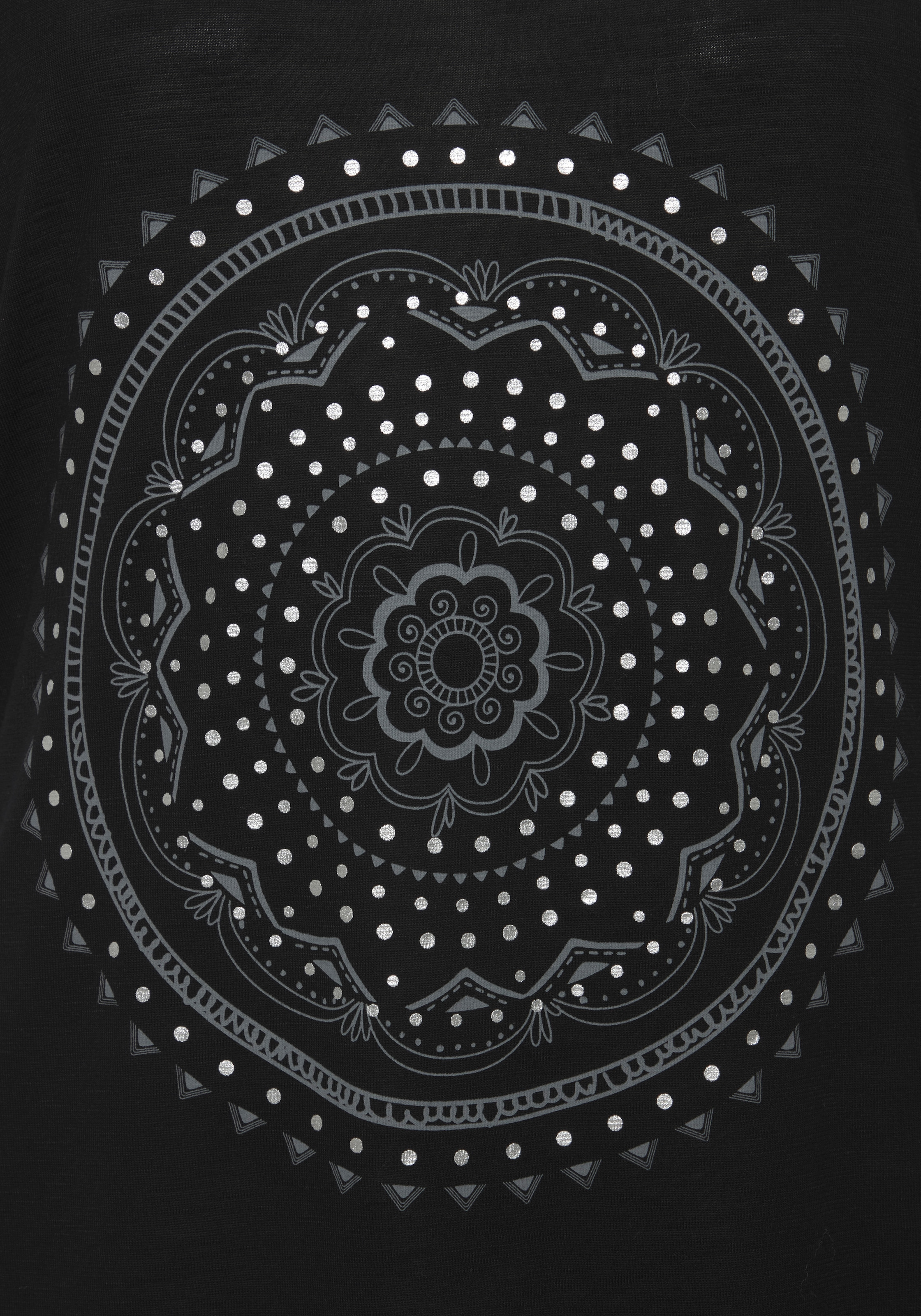 LASCANA T-shirt de plage avec impression et effet brillant, look ethnique, décontracté