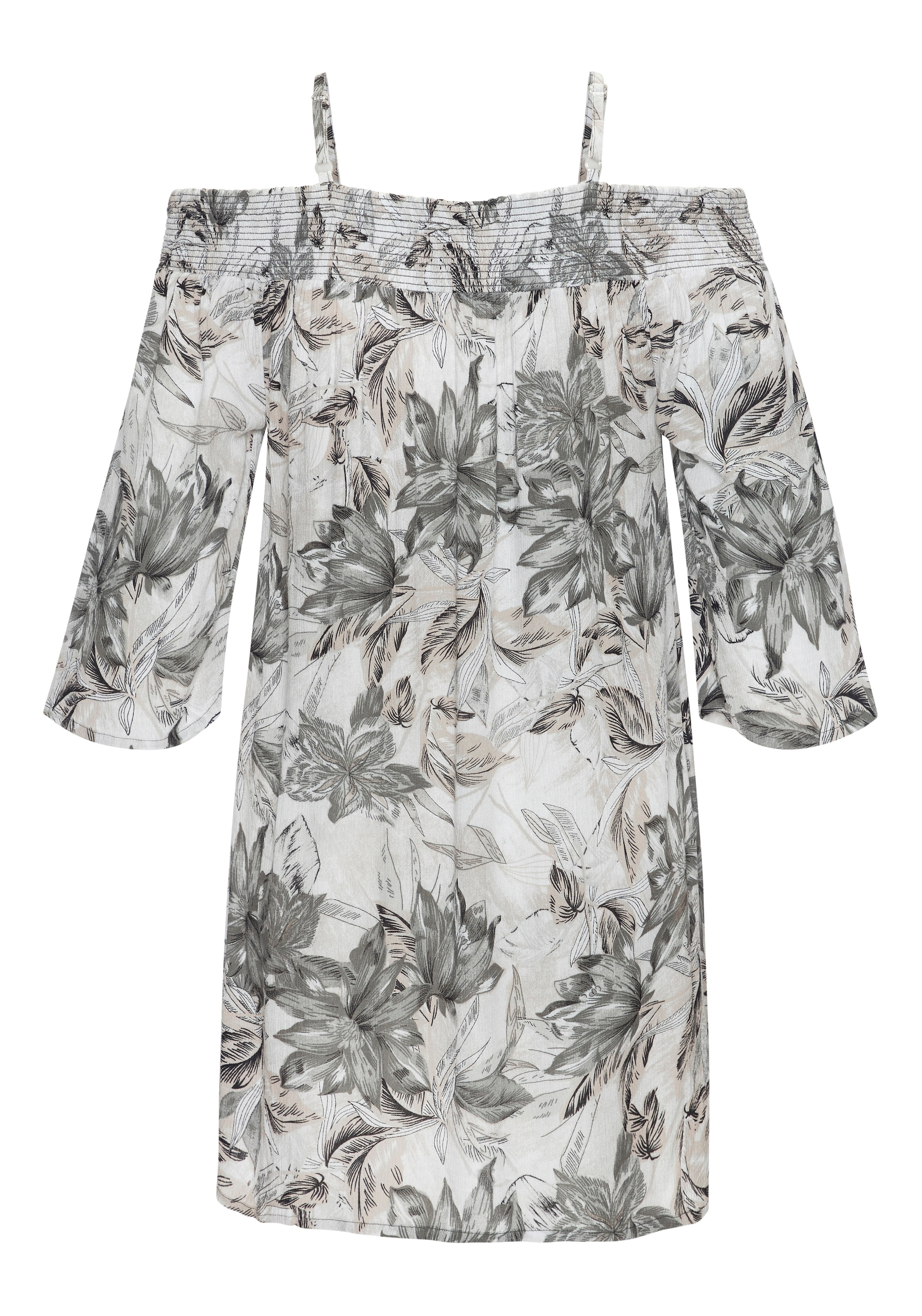 Vivance Robe off-shoulder mit Allover-Print und Carmenausschnitt