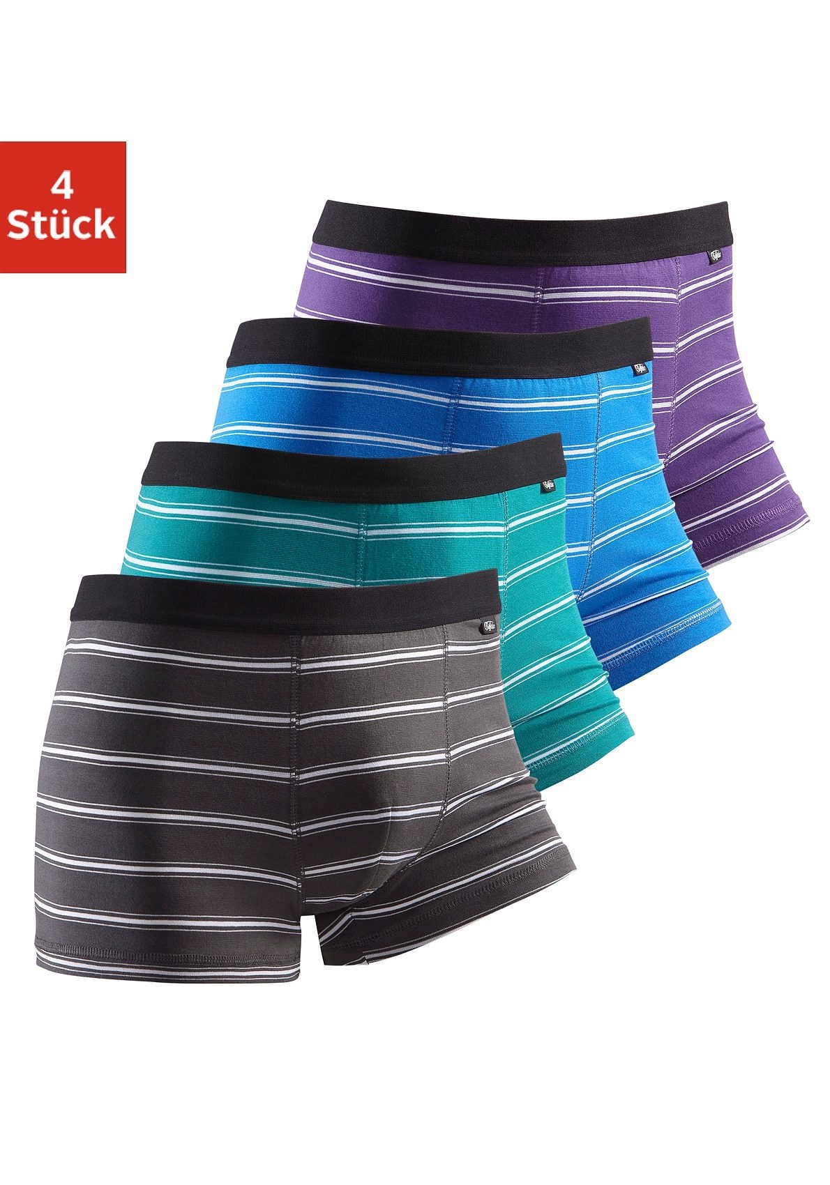 Buffalo Boxer »Boxershorts für Herren« Packung, 4 Stk. mit schwarzem Webbund