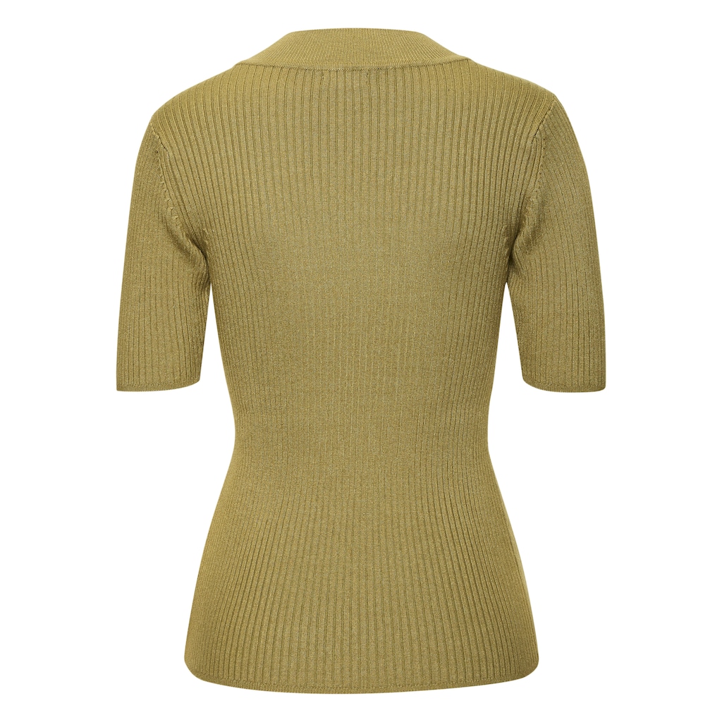 LASCANA Kurzarmpullover, mit Rippstruktur, figurbetonter Strickpullover, Basic