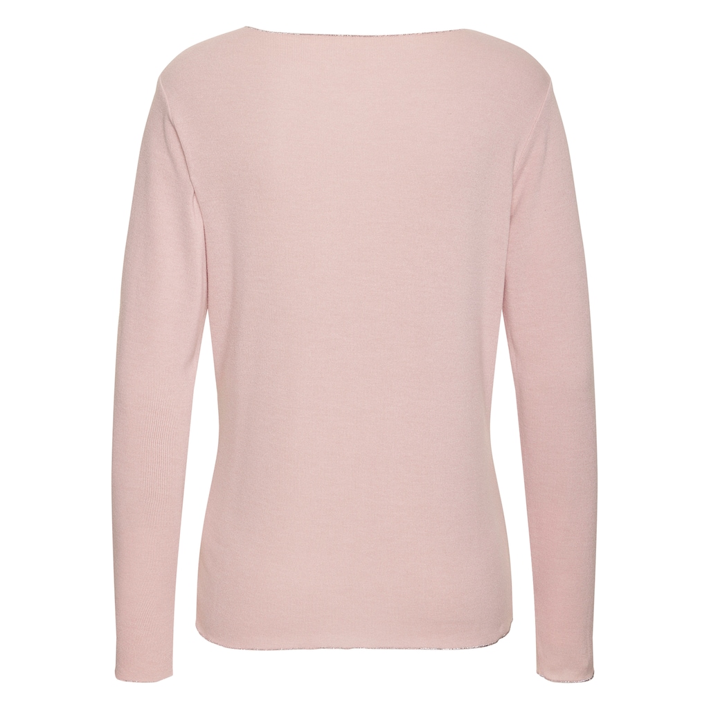 LASCANA Langarmshirt »mit feiner Glitzereinfassung«, aus weichem Viskose-Feinstrick