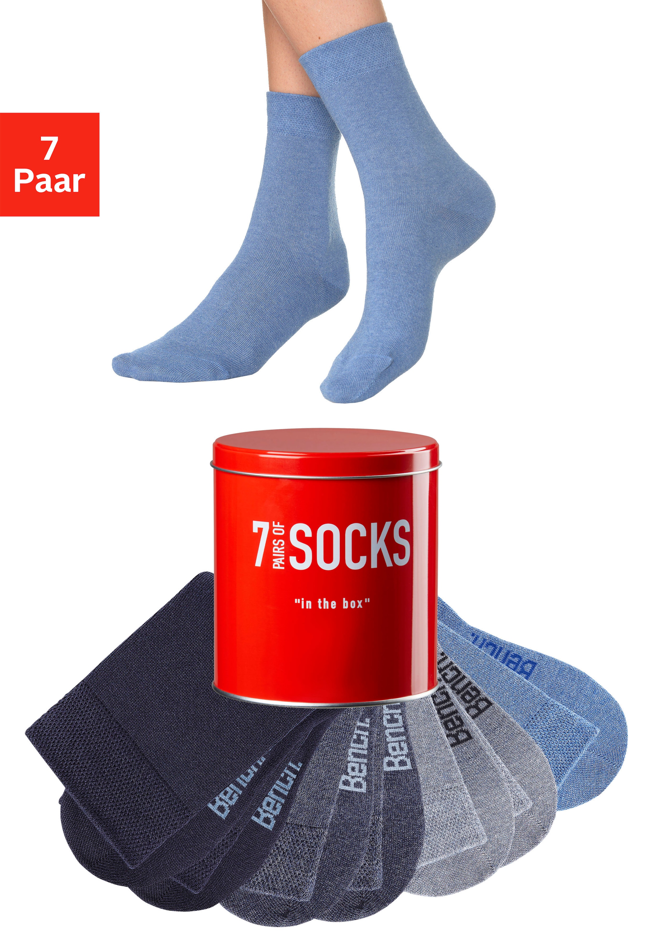 Bench. Businesssocken Dose, 7 Paar tlg. in der praktischen Dose