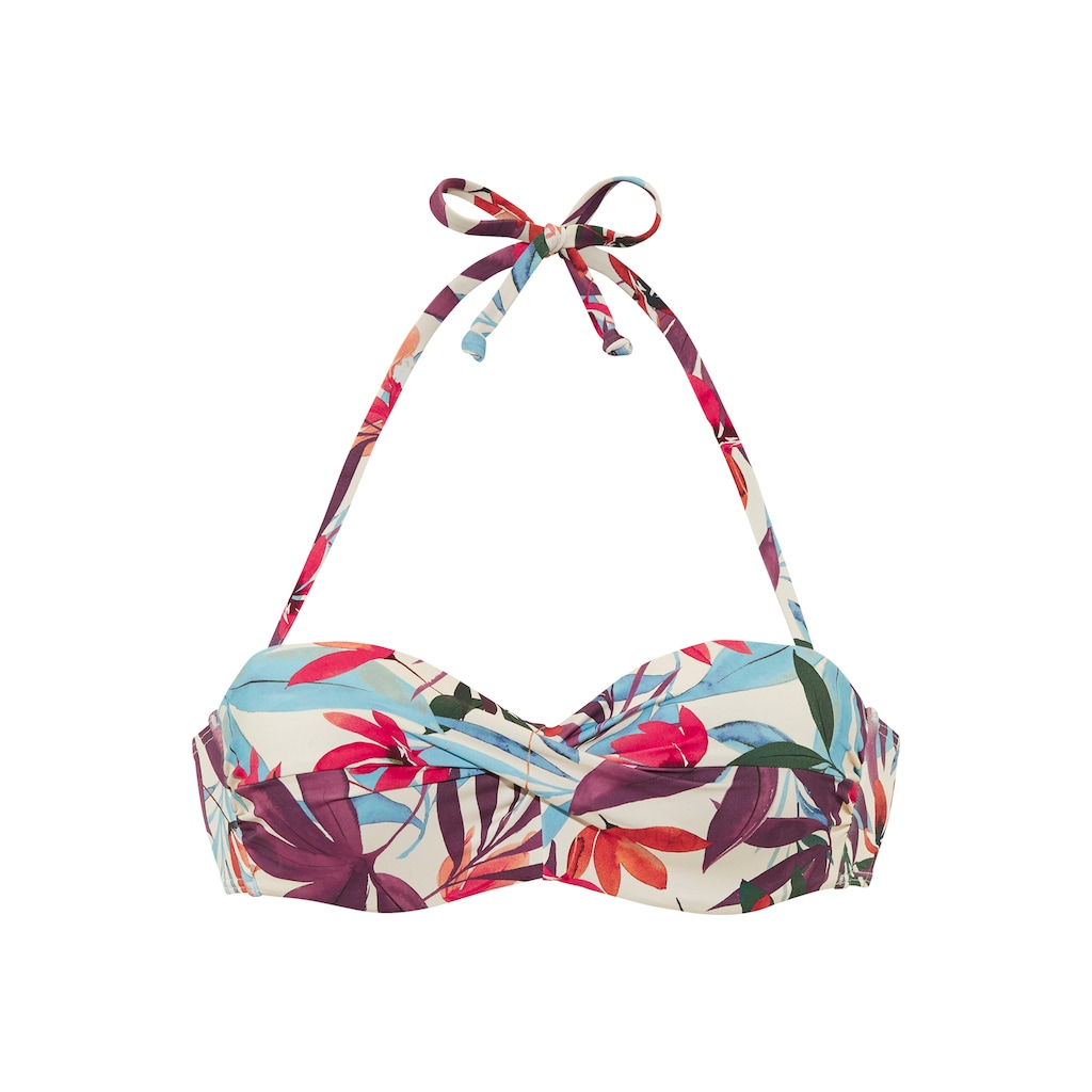 LASCANA Bügel-Bandeau-Bikini-Top »Imani«, mit sommerlichem Blätterprint