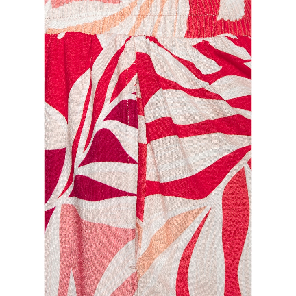 LASCANA Strandshorts, (mit fixiertem Bindegürtel), aus Viskosejersey, kurze Hose mit Alloverprint