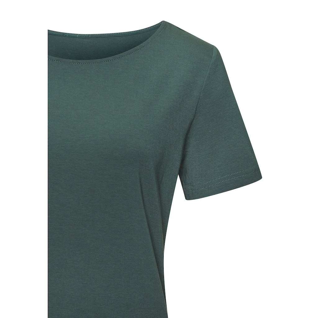 LASCANA T-Shirt »mit Rundhals-Ausschnitt«, (2er-Pack), aus elastischer Baumwoll-Modal-Qualität