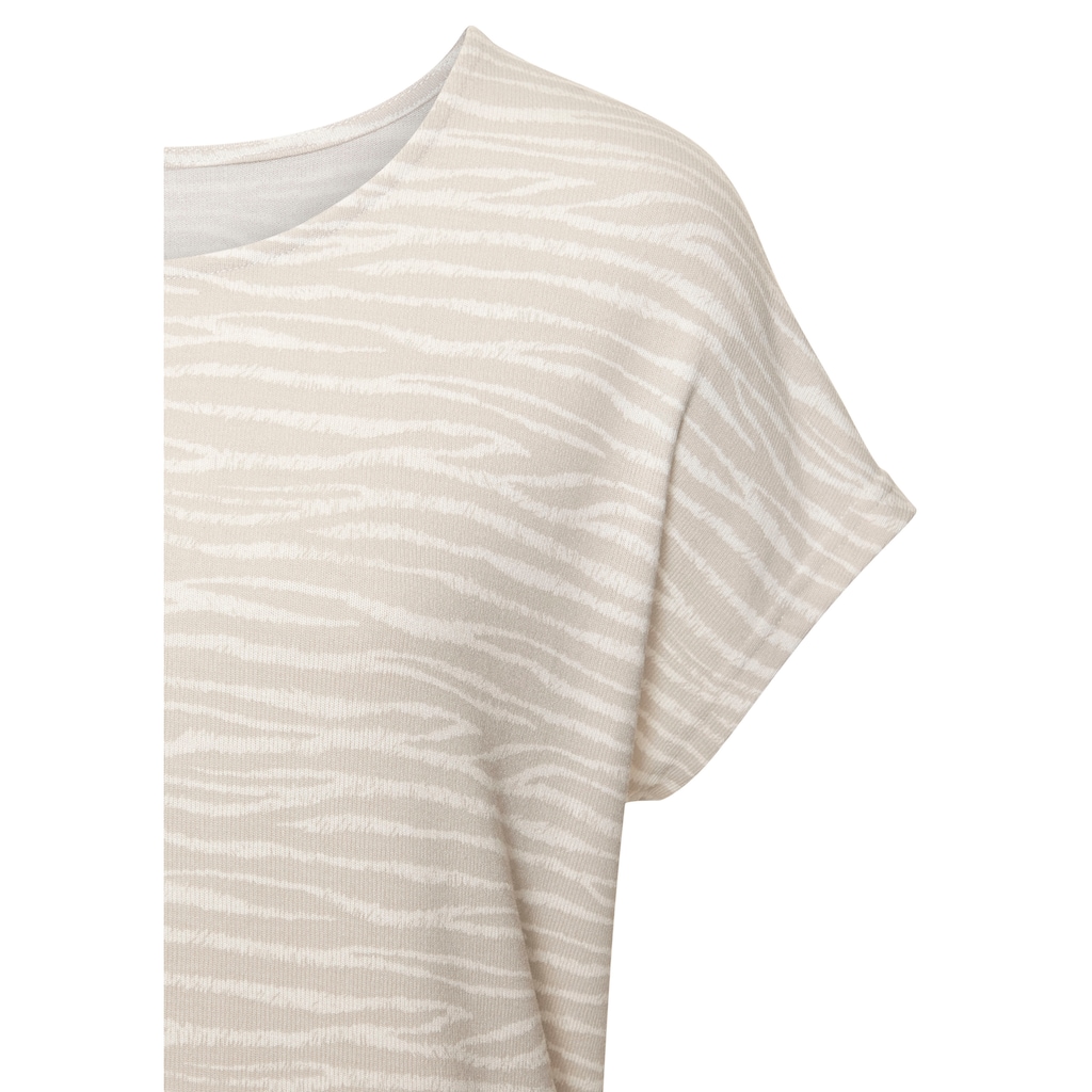 LASCANA Kurzarmshirt »mit modischem Zebra-Muster«, aus weichem Viskose-Strick