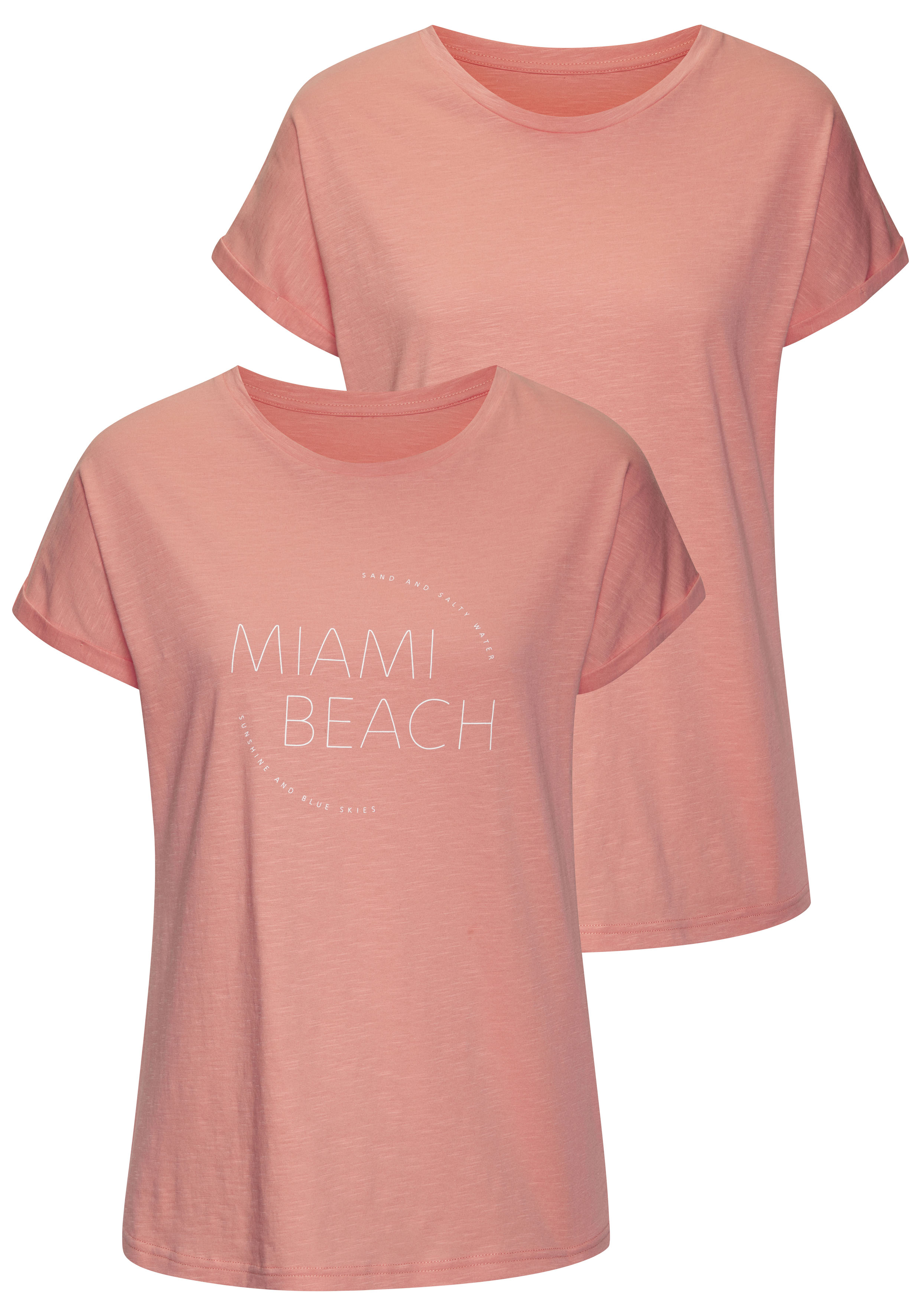 Thumbnail - Vivance T-Shirt »mit modischem Frontprint«, (2er-Pack), aus weicher Baumwoll-Qualität
