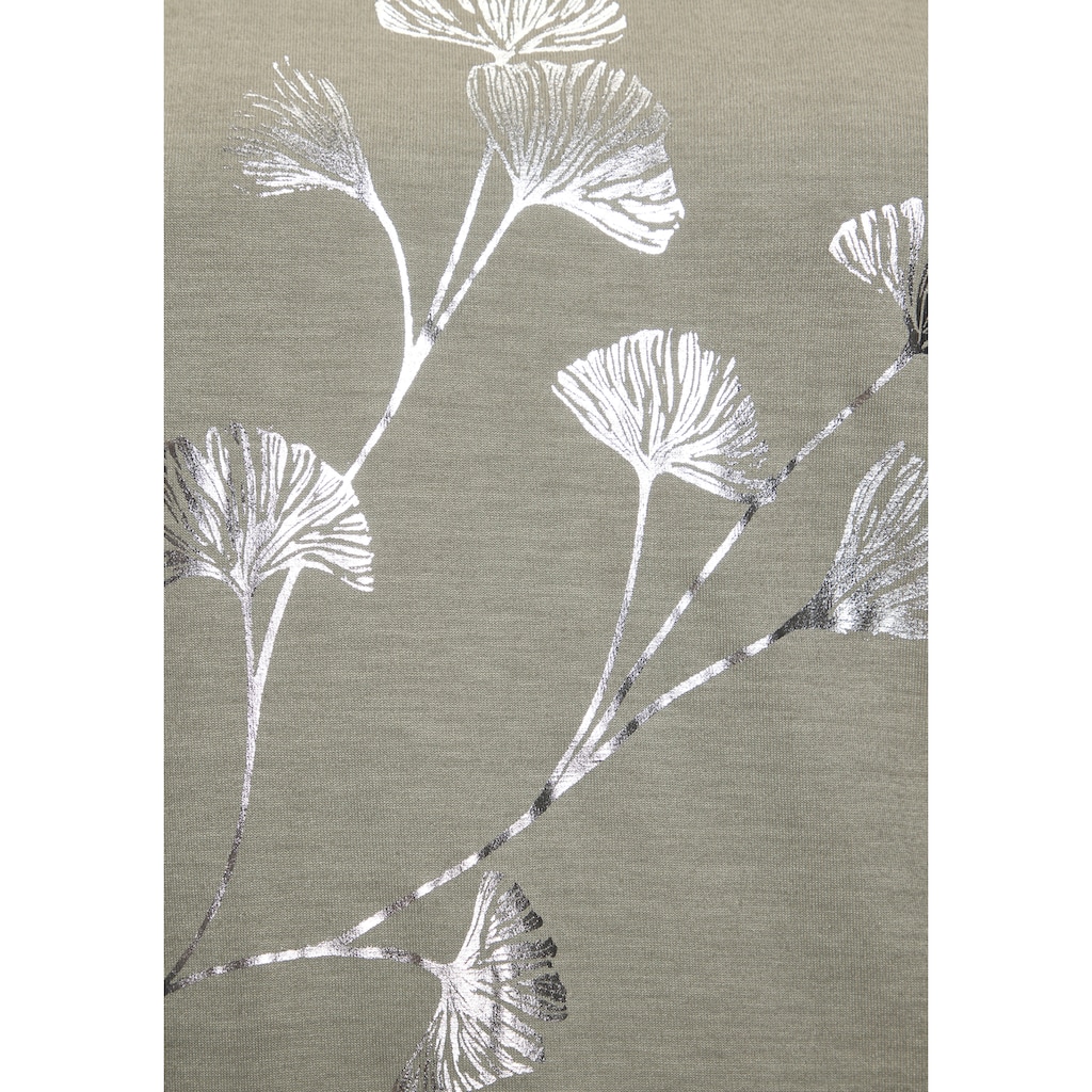 LASCANA Kurzarmshirt »mit schimmerndem Blumenprint«, aus elastischer Viskose-Qualität