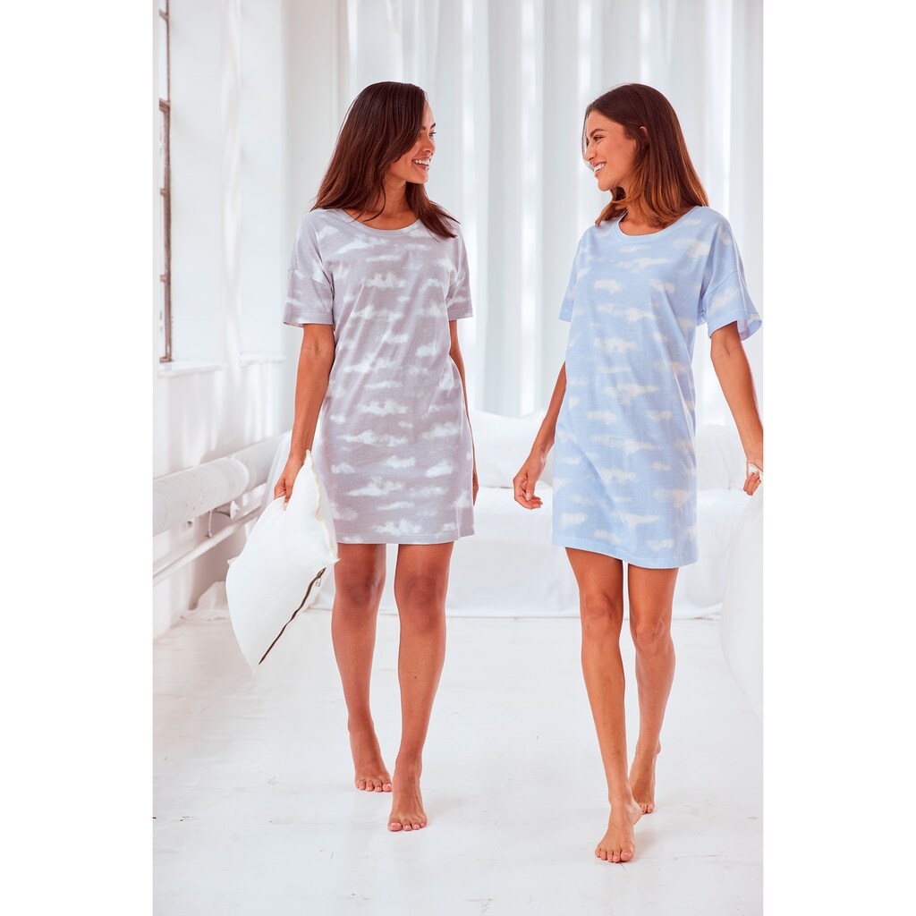 Vivance Dreams Sleepshirt, (2er-Pack), mit Wolkenmotiv