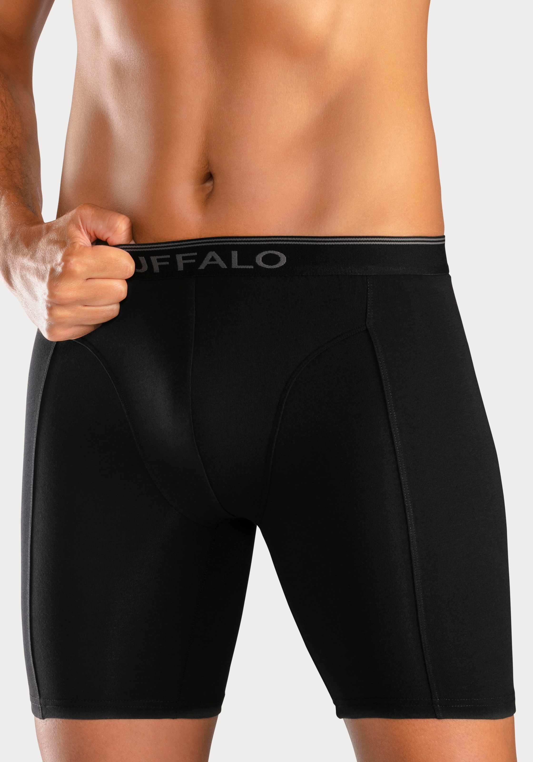 Buffalo Langer Boxer "Boxershorts für Herren" Packung, 3 Stk. mit langem Bein, ideal auch für Sport und Trekking