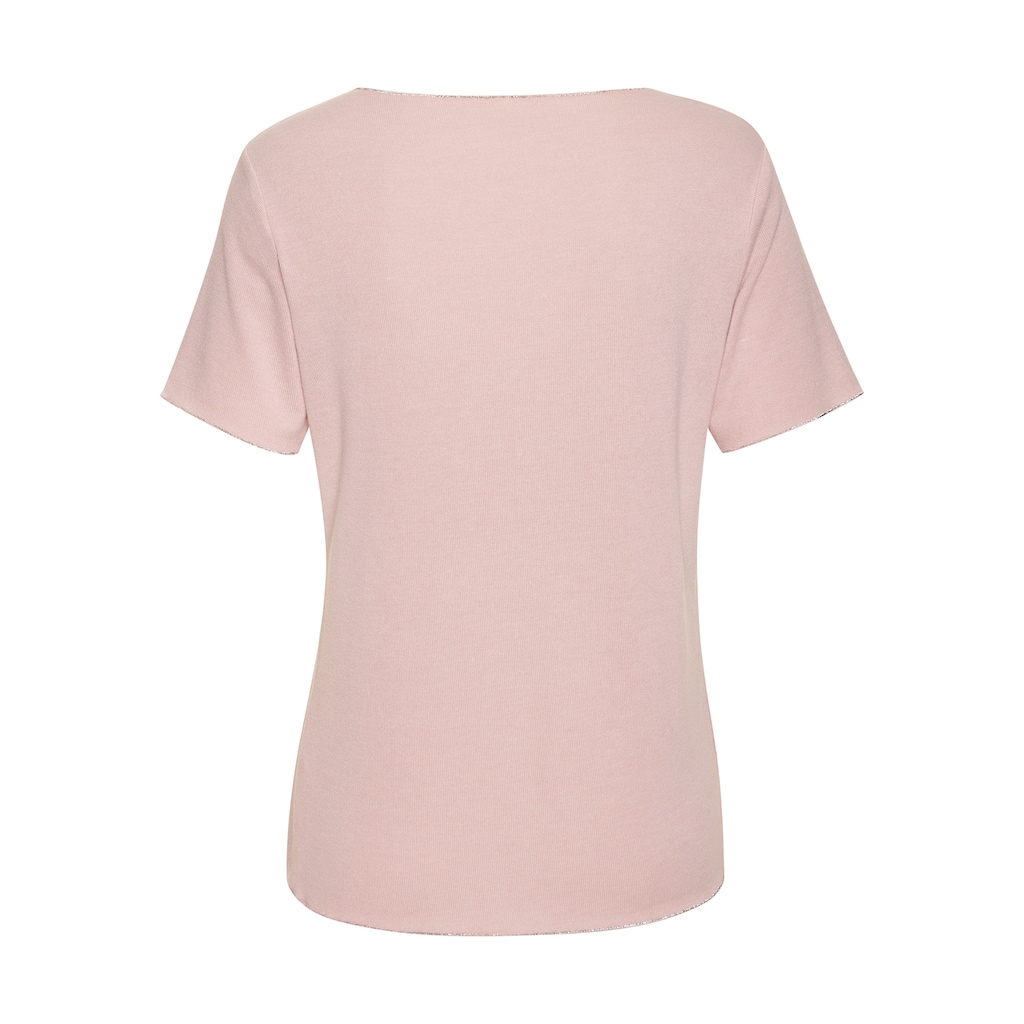 LASCANA Rundhalsshirt »mit feiner Glitzereinfassung«, aus weichem Viskose-Feinstrick