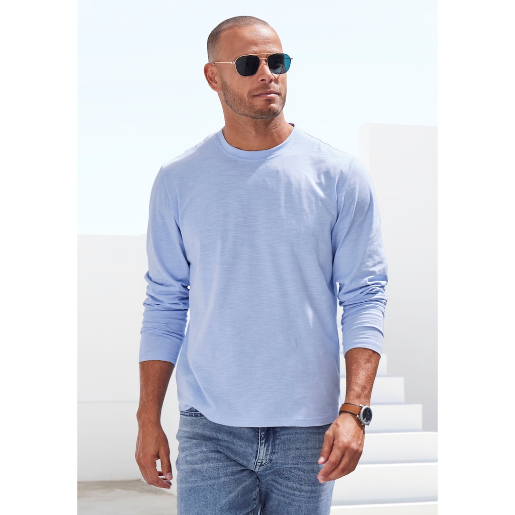 John Devin Langarmshirt, (2er-Pack), Longsleeve in hochwertiger slub-yarn Qualität