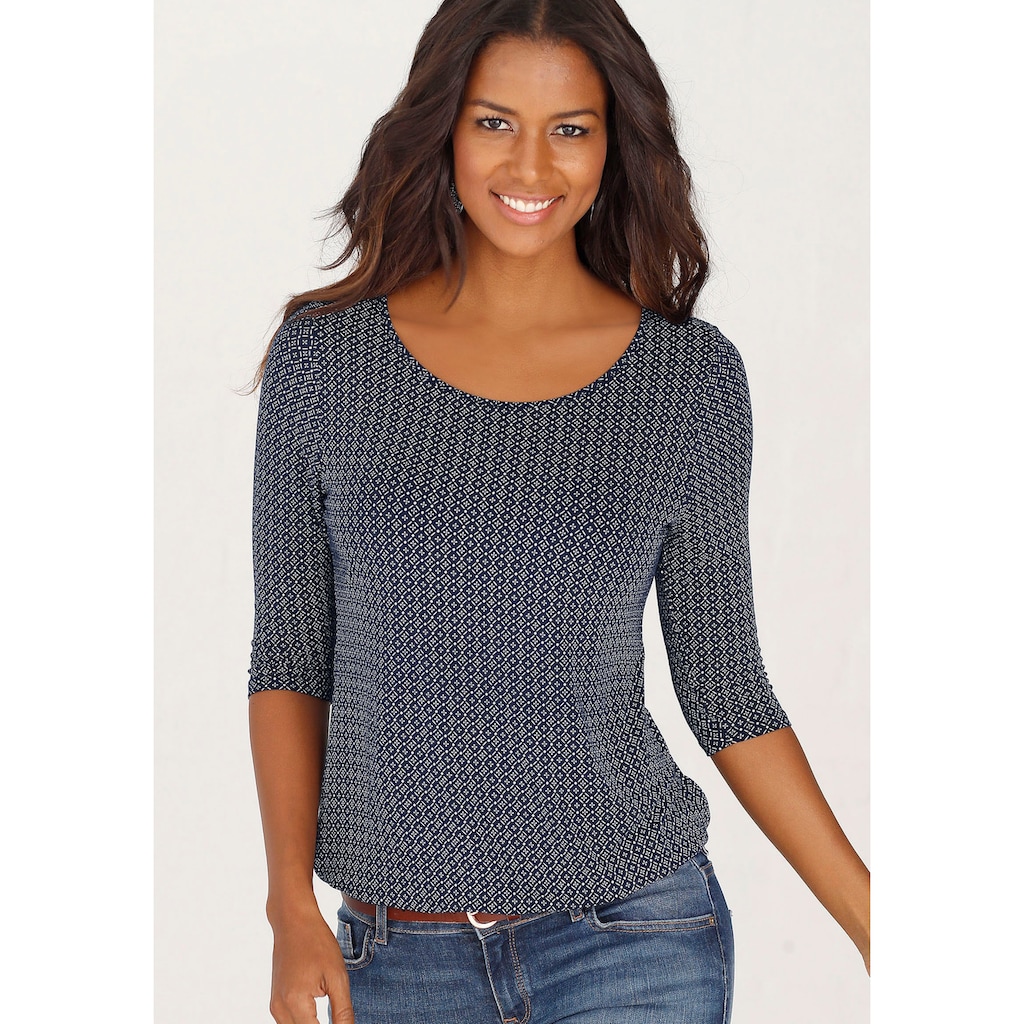 LASCANA 3/4-Arm-Shirt »mit modischem Cut-out«, (2er-Pack), aus weichem Viskose-Stretch