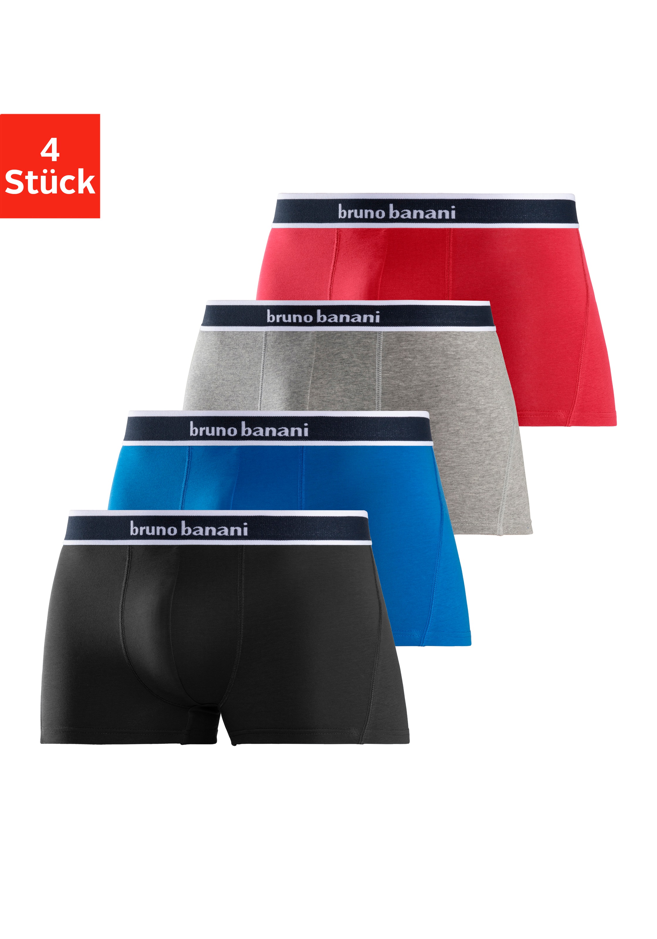 Bruno Banani Boxer »Boxershorts für Herren« 4er Pack, mit Steifen und Logo im Bund