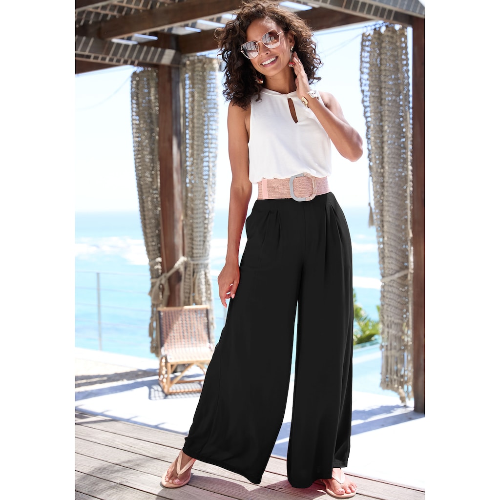 Buffalo Palazzohose, mit Seitennahttaschen, leichte Sommerhose, Wide-Leg