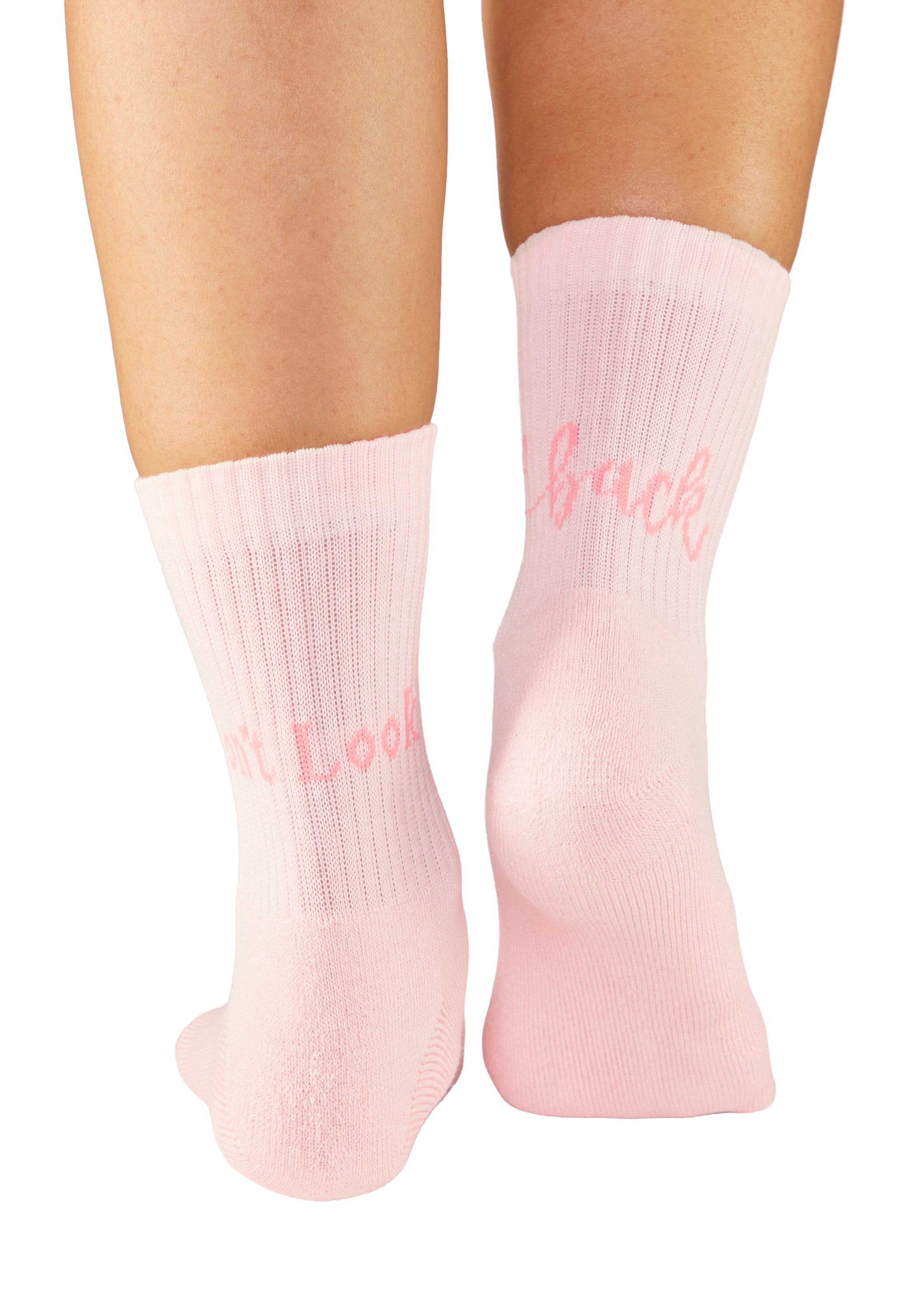 H.I.S Chaussettes de tennis »Damen Sportsocken daily socks« Paquet, 7 Couple tlg. avec du molleton bouclé au pied et des inscriptions attrayantes