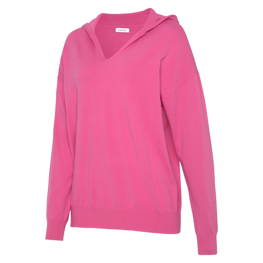 LASCANA Strickpullover, Kapuzensweatshirt aus weicher Viskosemischung, Loungewear