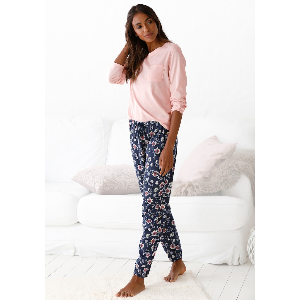 Vivance Dreams Pyjama, (2 tlg.), mit gemusterter Schlafhose