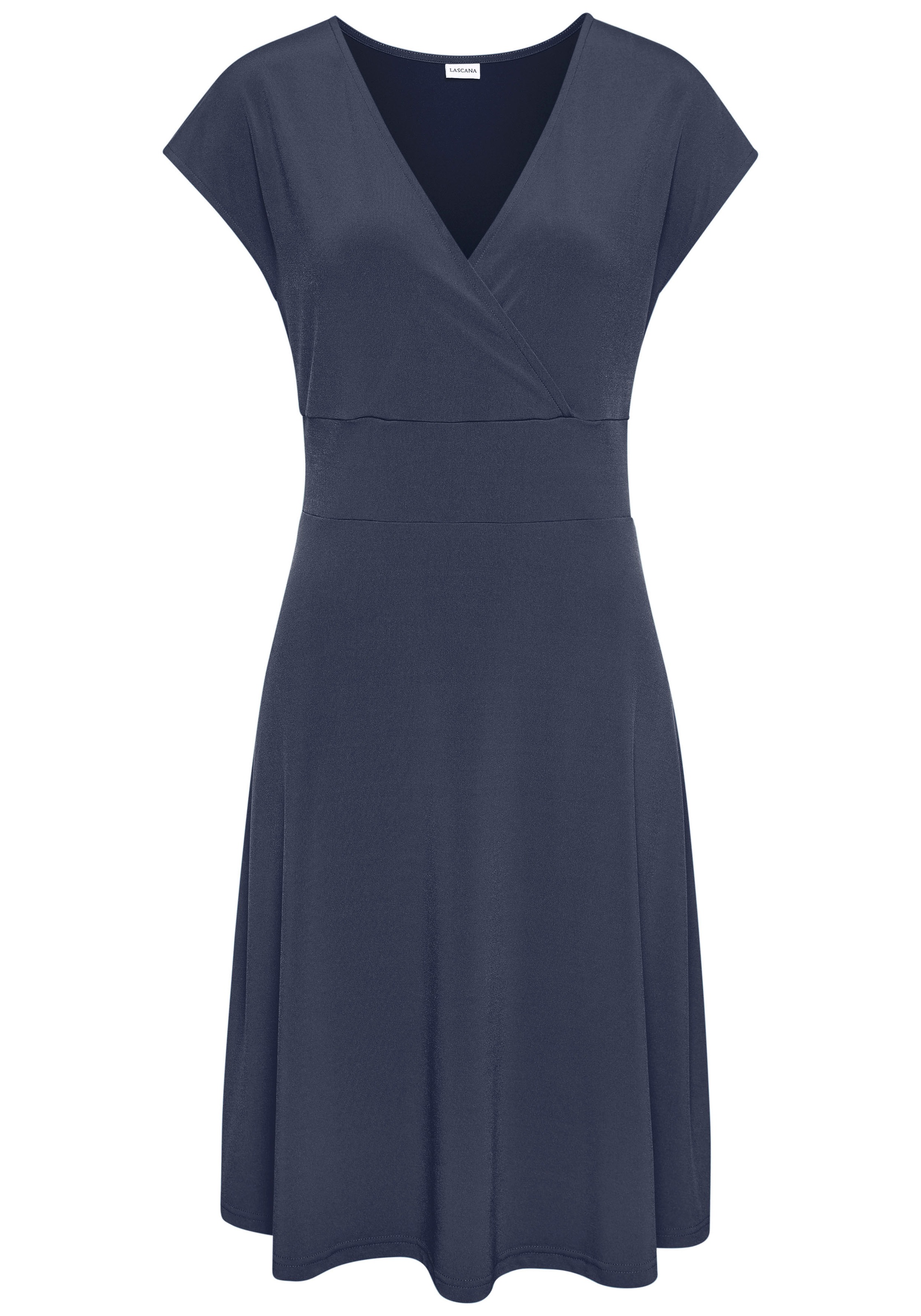 LASCANA Jerseykleid "aus bügelfreier Ware" Ohne Taschen elegantes Sommerkleid aus Jersey, Strandkleid, taillenbetontes Kleid