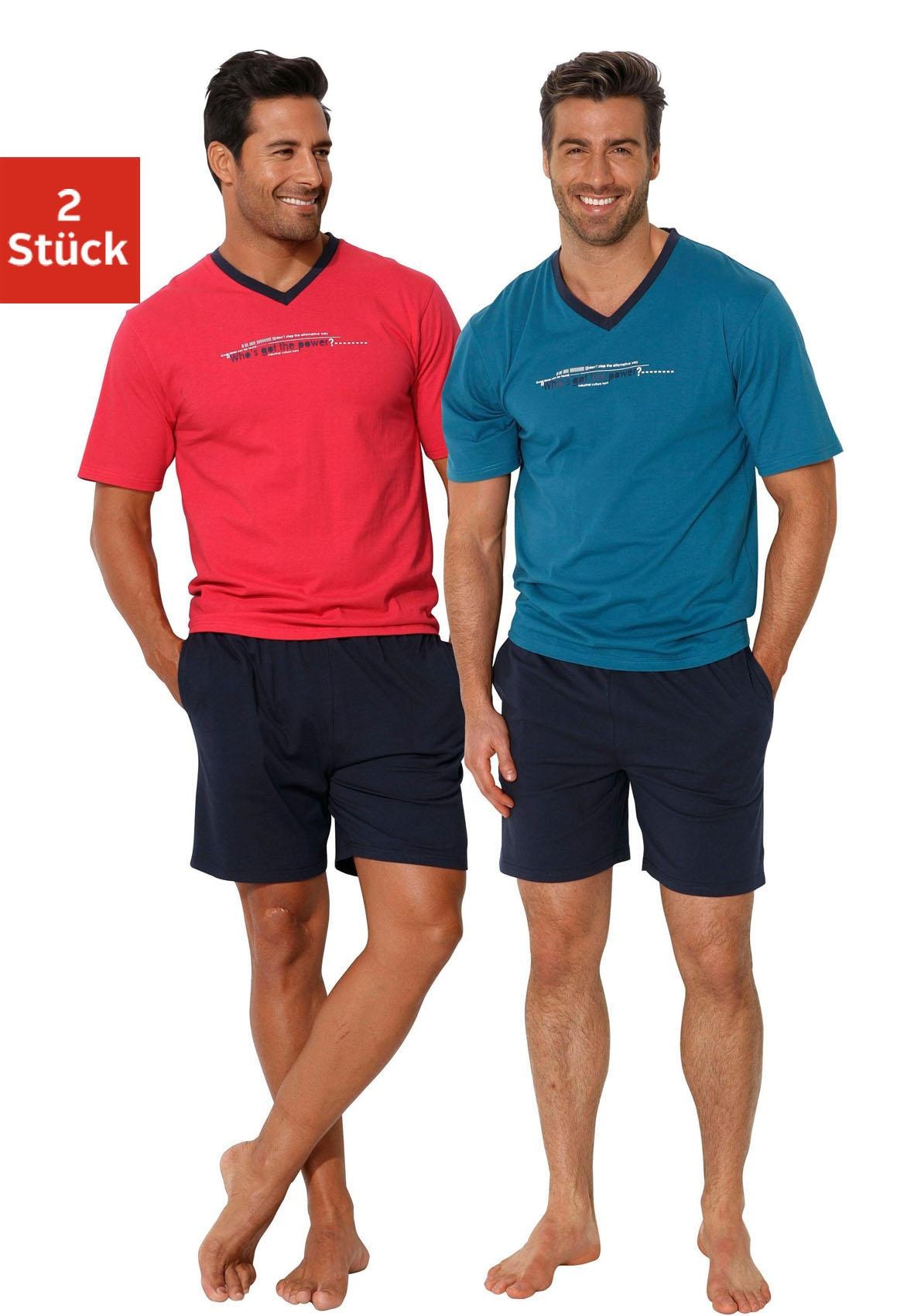 AUTHENTIC LE JOGGER Pyjama Packung, 2 Stück, 4 tlg. Schlafanzug mit Frontprint