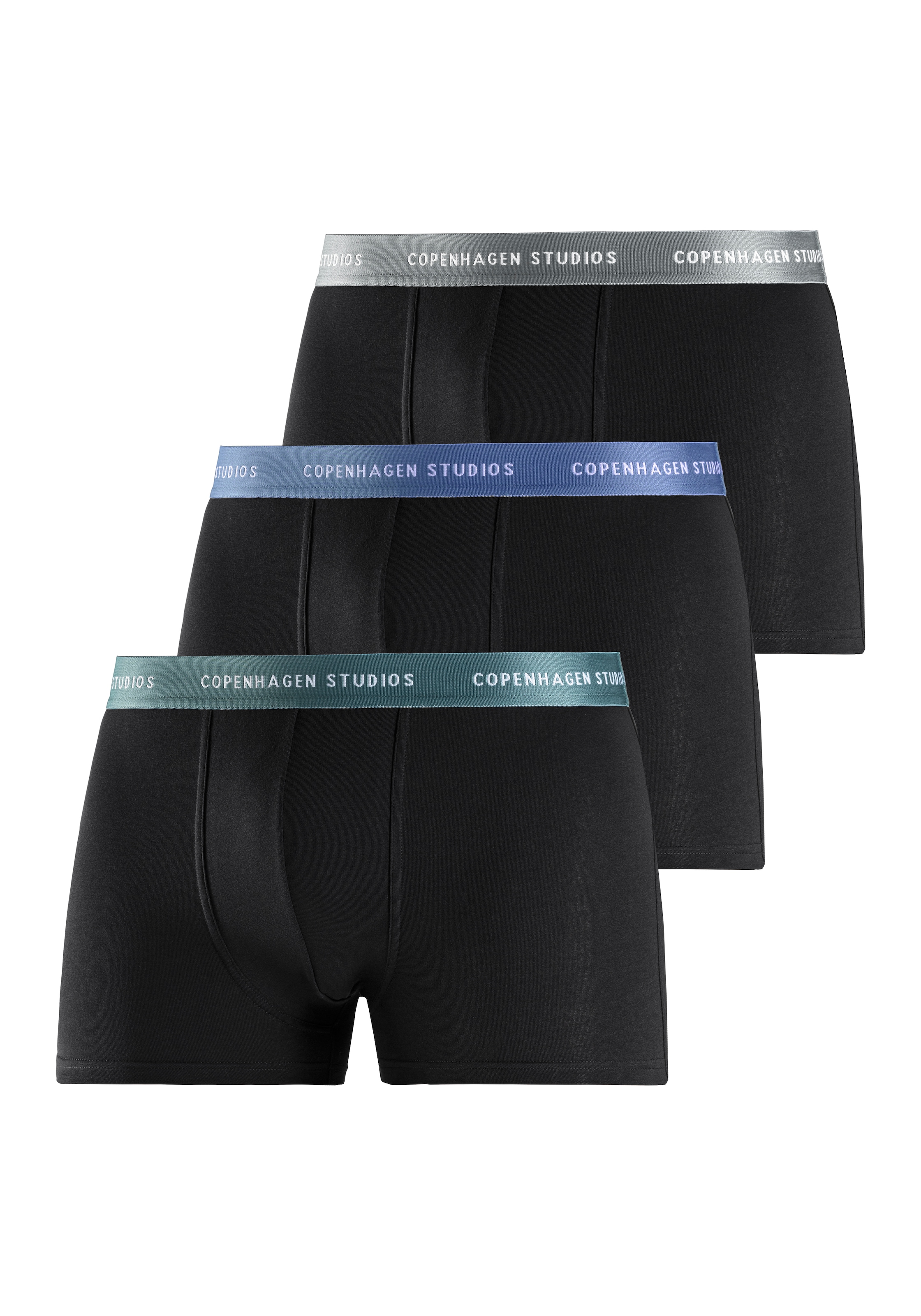 Copenhagen Studios Boxer »Boxershorts für Herren« Packung, 3 Stk. mit farbigem Logo-Bund