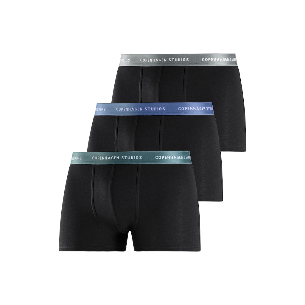 Copenhagen Studios Boxer »Boxershorts für Herren«, (3 St.), mit farbigem Logo-Bund