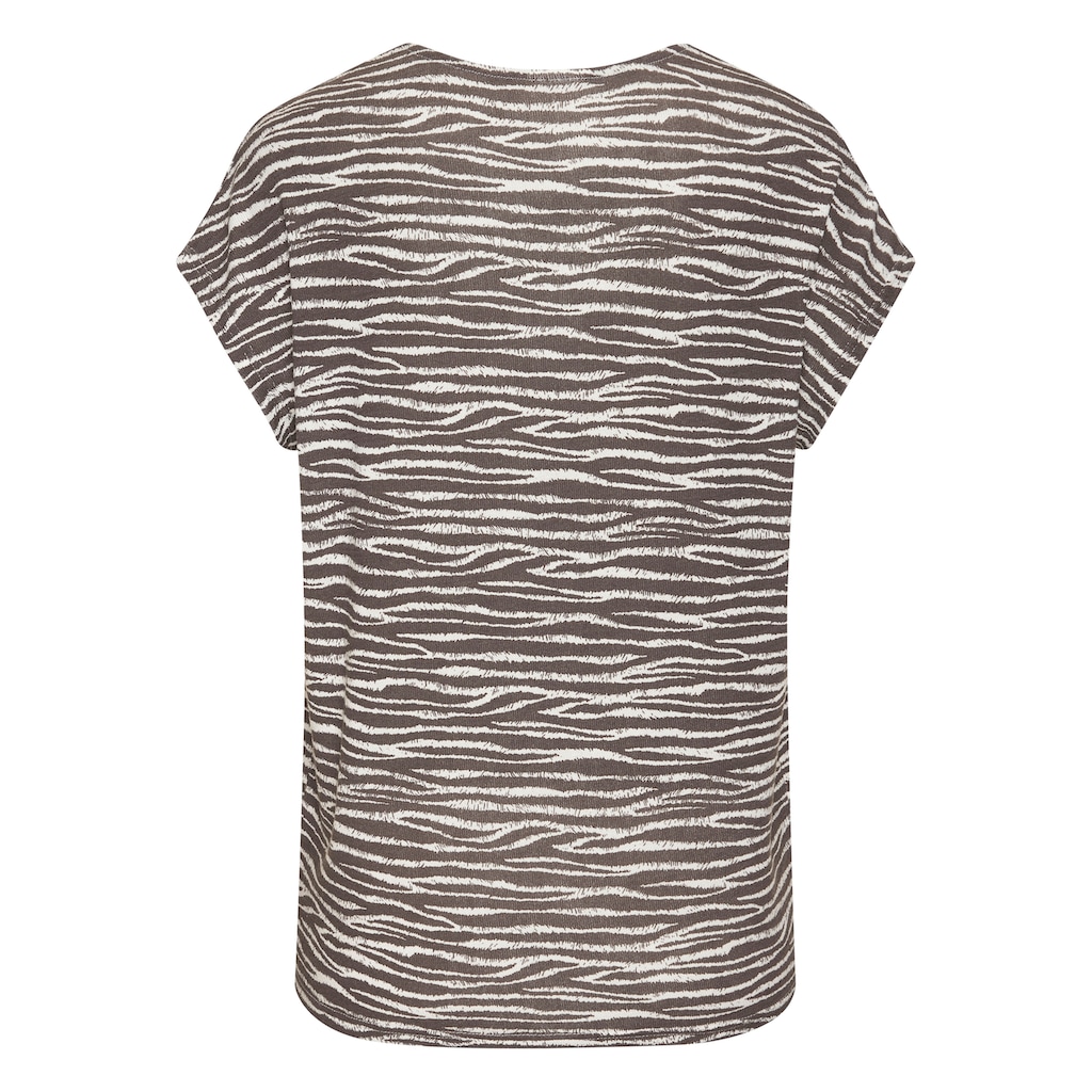 LASCANA Kurzarmshirt »mit modischem Zebra-Muster«, aus weichem Viskose-Strick