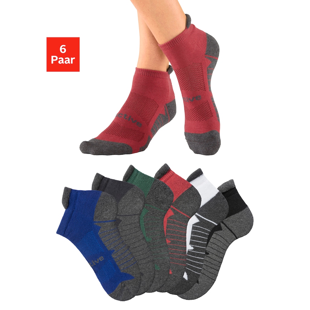 LASCANA ACTIVE Sneakersocken, (Packung, 6 Paar), mit weicher Frotteesohle