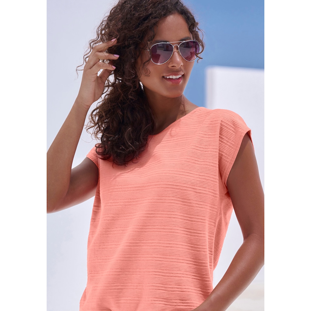 Vivance T-Shirt »mit modischer Streifenstruktur«, (Packung), aus weicher Baumwoll-Qualität